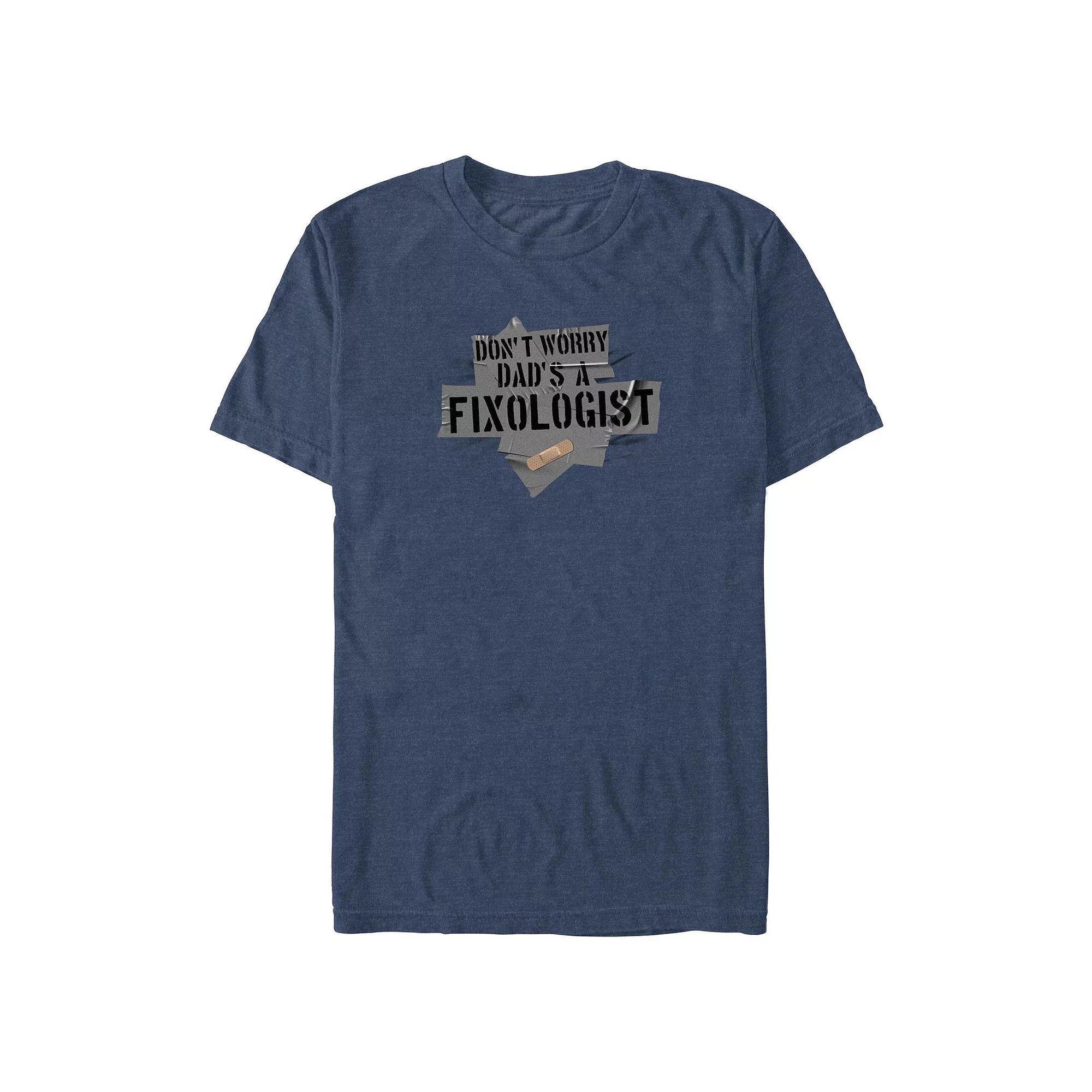 Big & Tall Don't Worry Dad's A Fixologist Graphic Tee, Men's, Size: Large Tall, Navy Grey Product Image