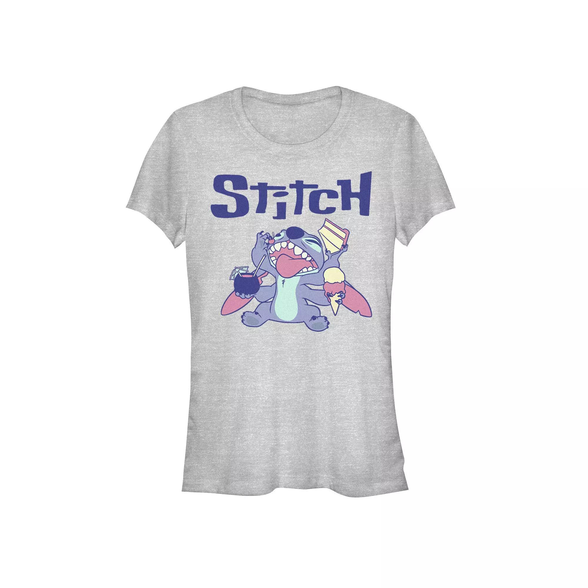 Disney's Lilo & Stitch Women's Eating Mood Stitch Tee, Girl's, Size: XL, Athletic Grey Product Image