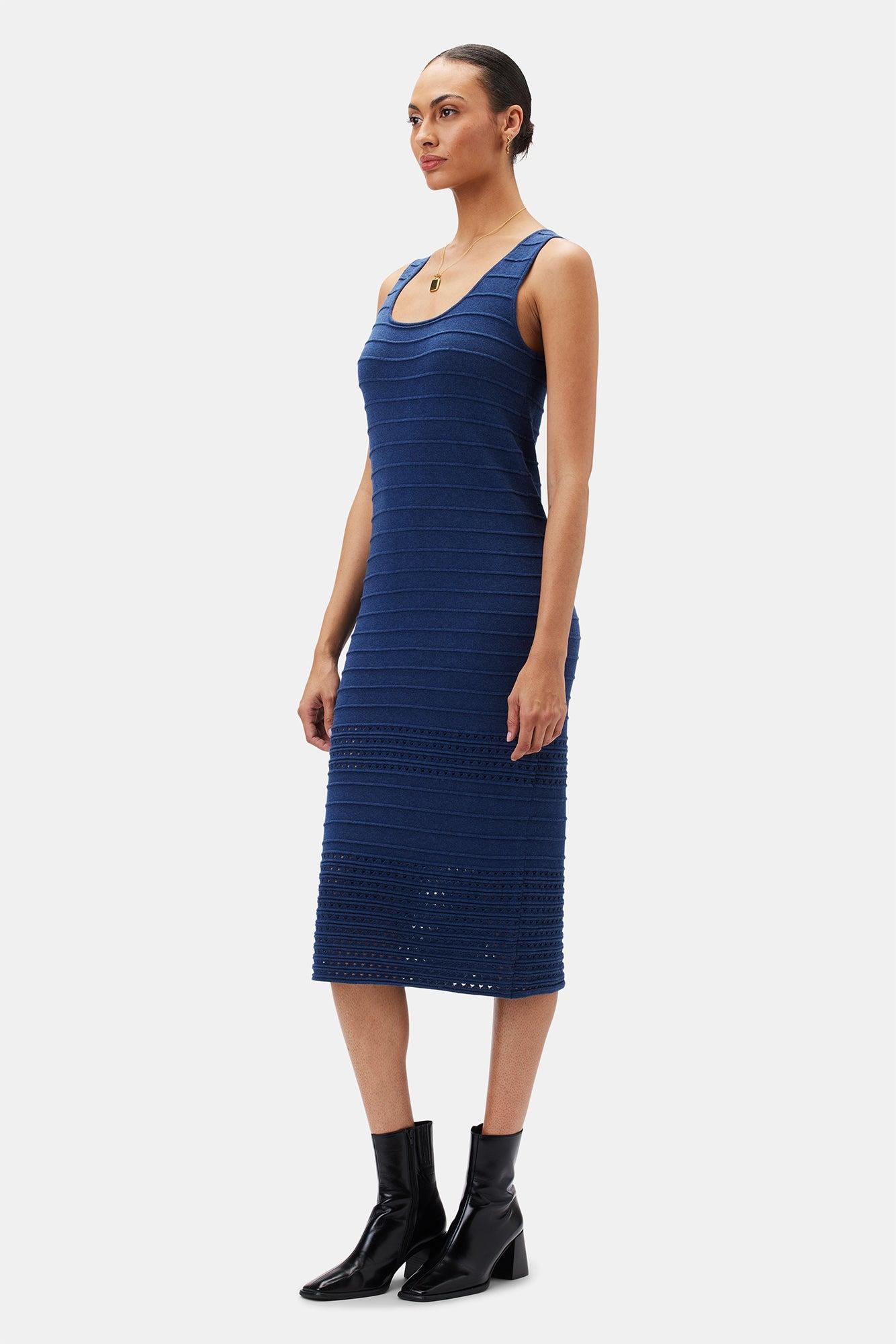 Cora Flaxen Eco Dress - Navy Blue Product Image