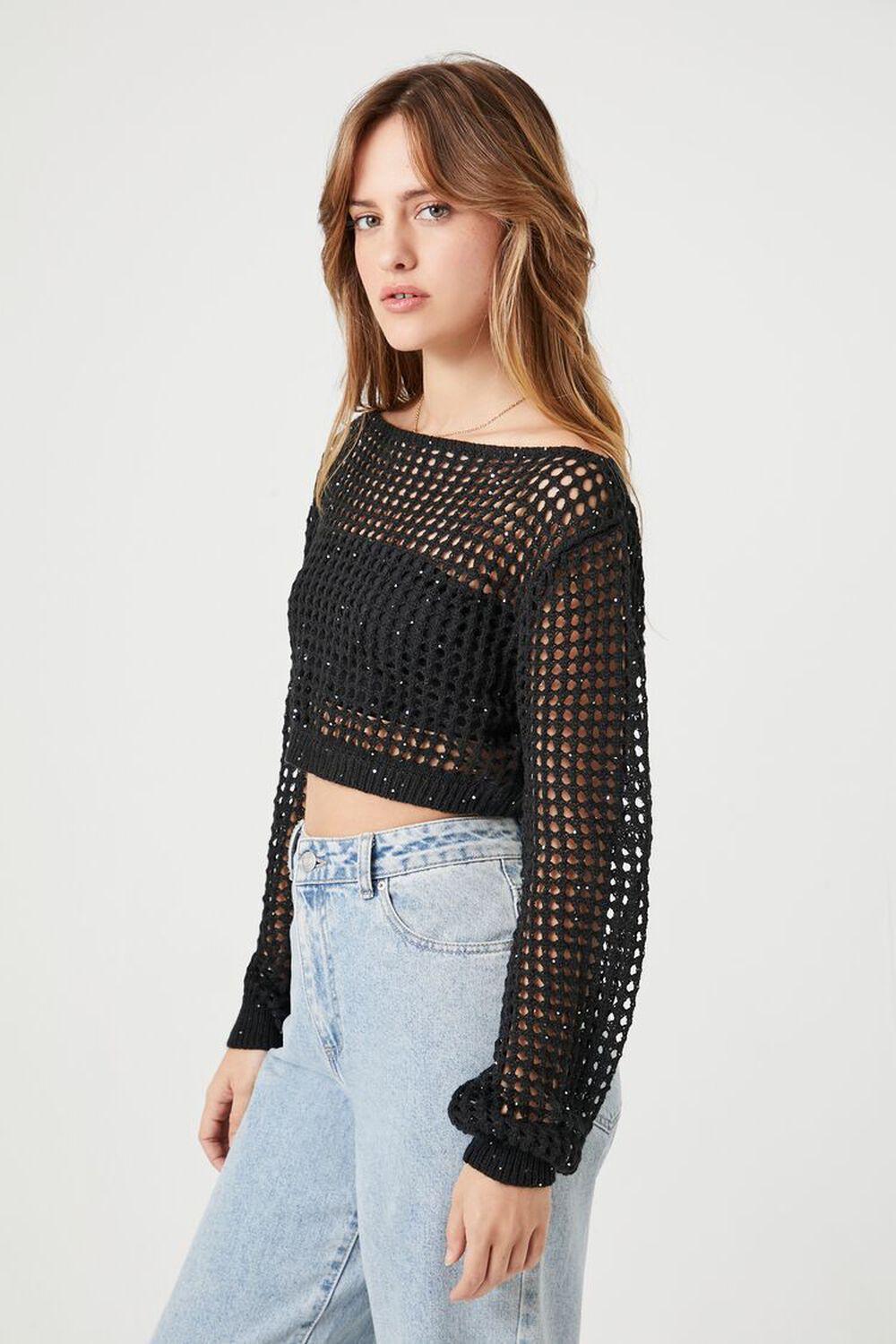 Cropped Open-Knit Sweater Top | Forever 21 Product Image