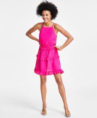 Bar Iii Womens Ruffled Sleeveless Mini Dress, Created for Macys Product Image