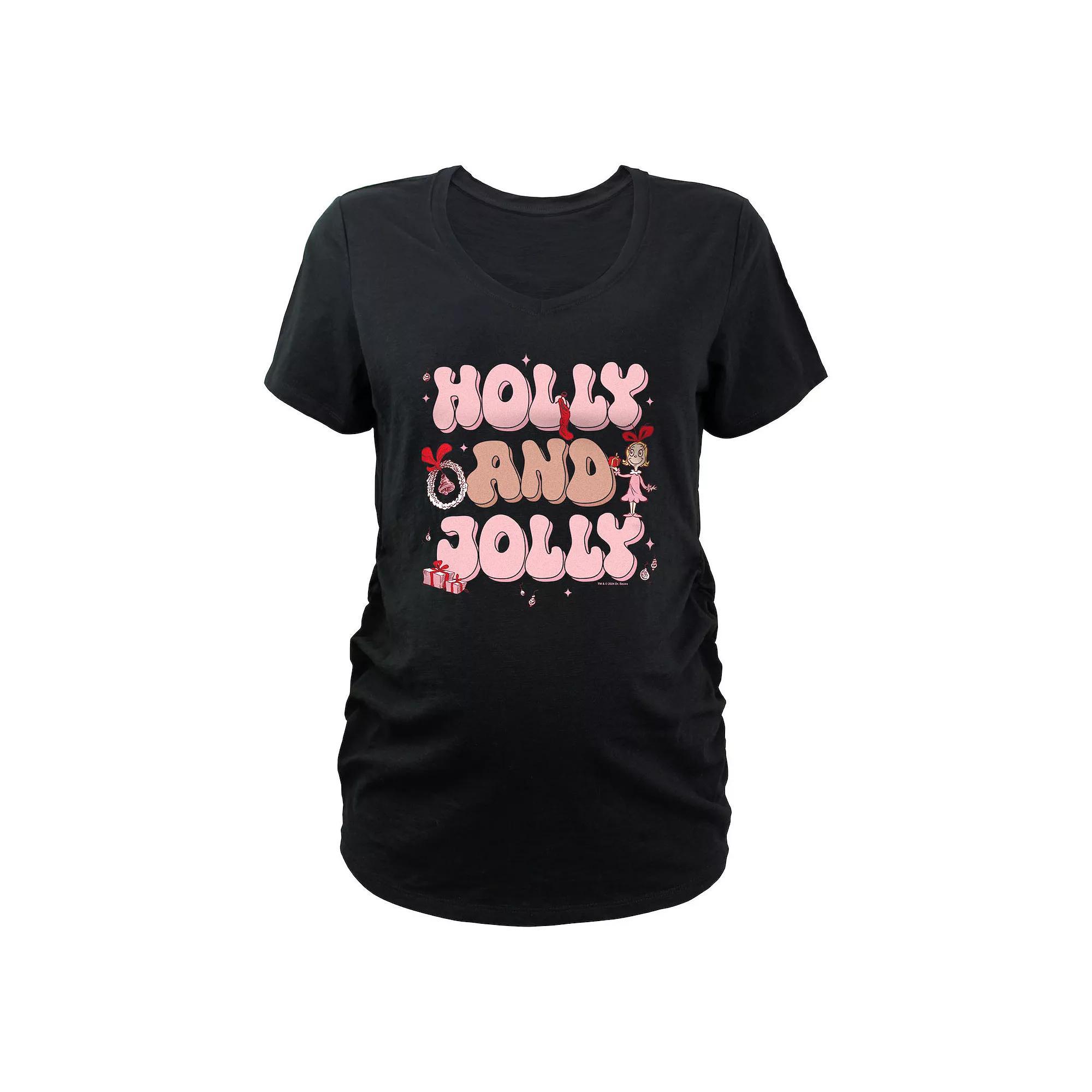Maternity Dr. Seuss Grinch Cindy-Lou Who Holly And Jolly Graphic Tee, Women's,  Product Image