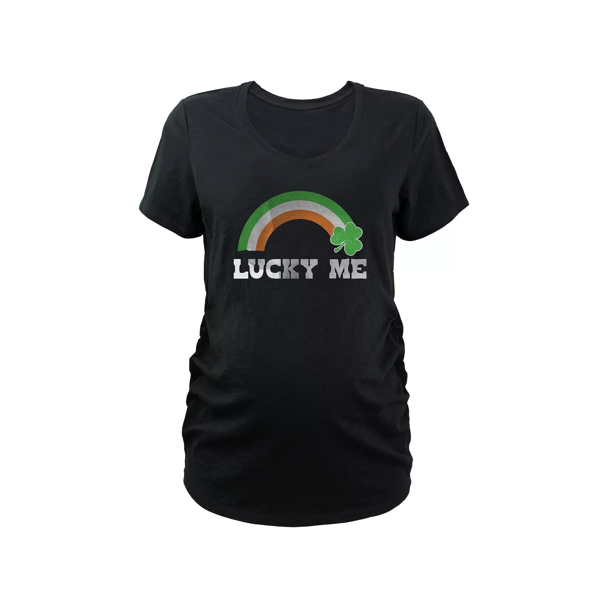 Maternity Lucky Me Ireland Rainbow Graphic Tee, Women's, Size: Medium-Mat, Black Product Image