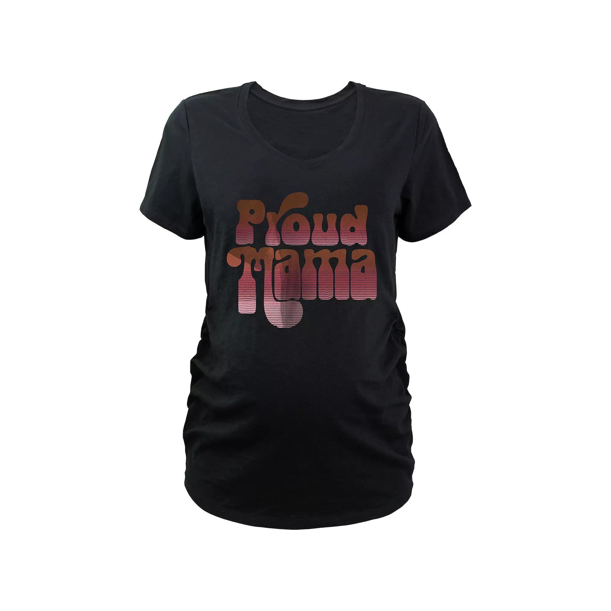 Maternity Proud Mama V-Neck Graphic Tee, Women's, Size: Small-Mat, Black Product Image