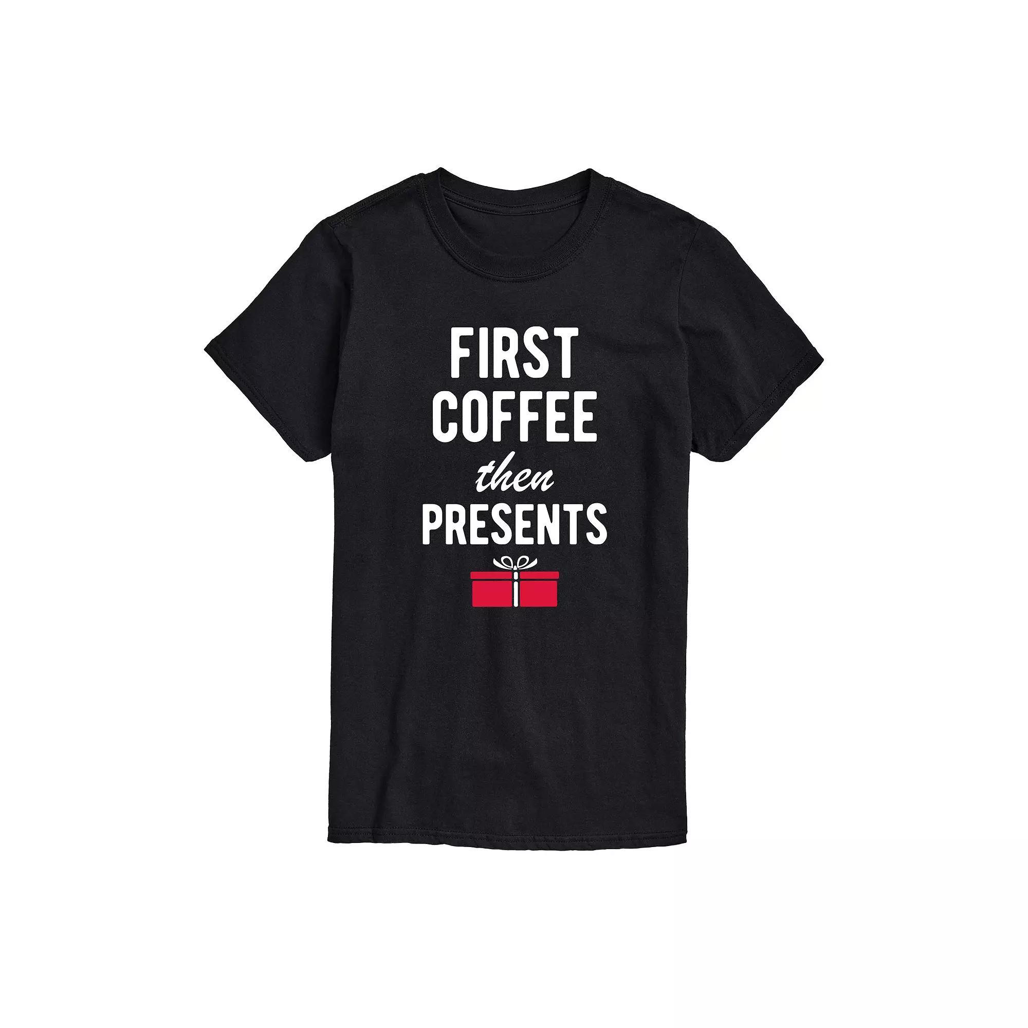 Men's First Coffee Then Presents Tee, Size: Large, Black Product Image