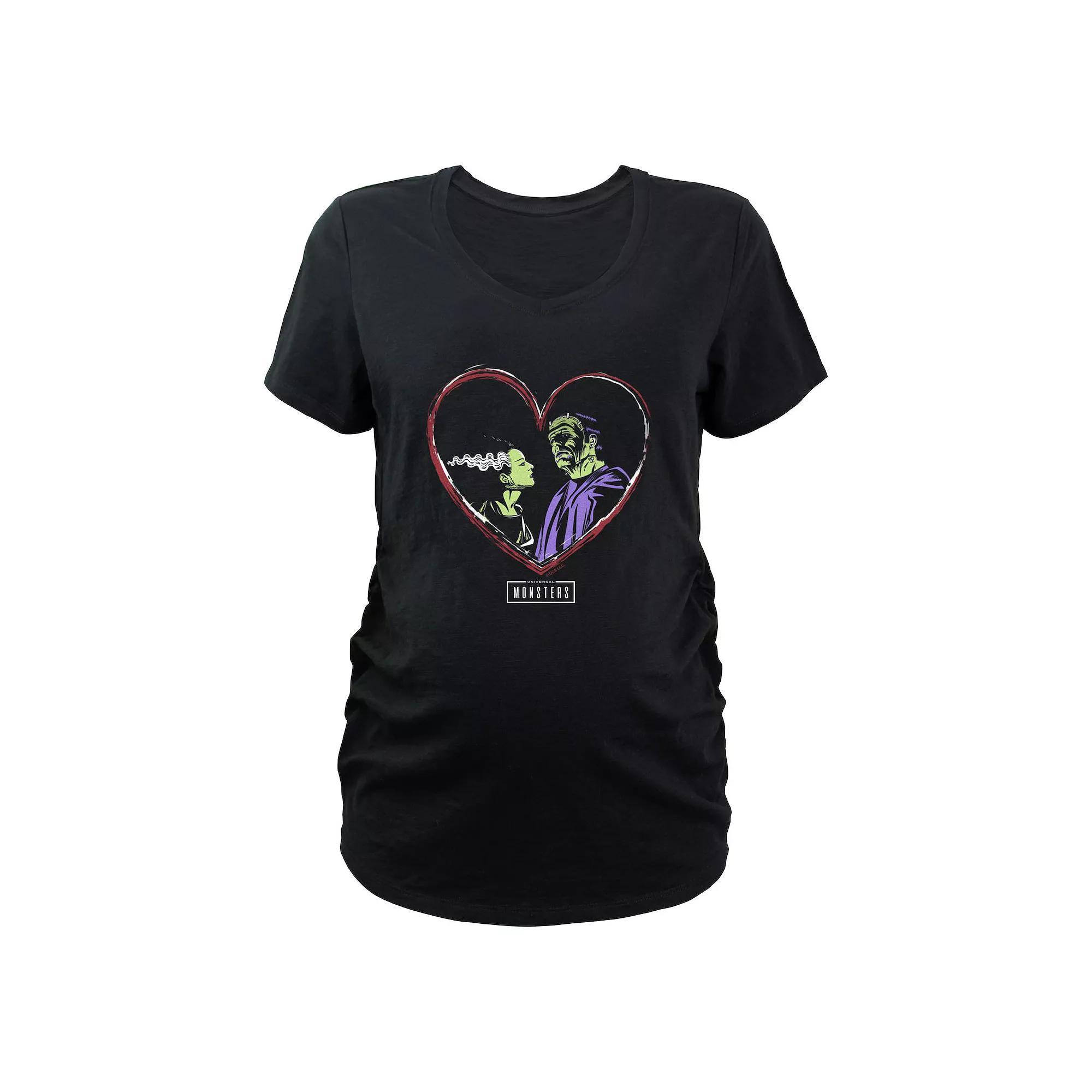 Maternity Universal Monsters Love Graphic Tee, Women's, Size: Medium-Mat, Black Product Image