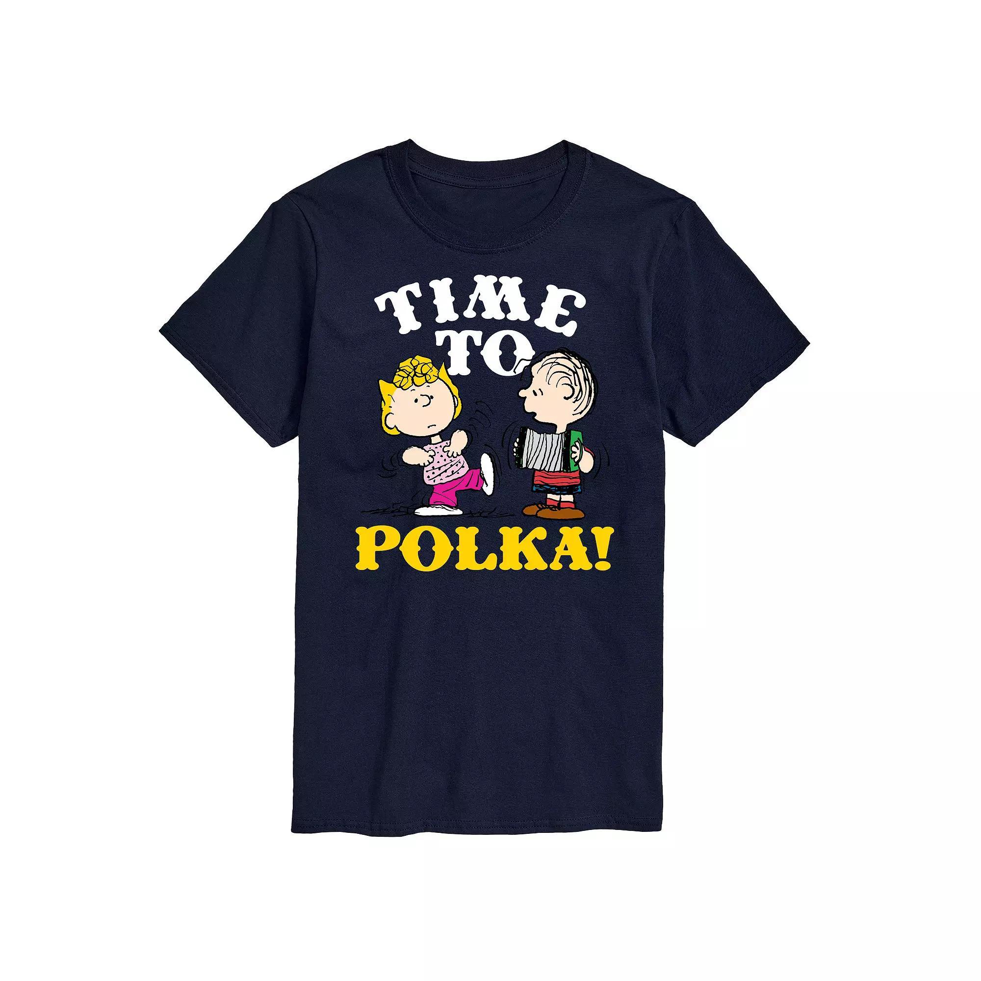 Men's Peanuts Time To Polka Graphic Tee, Size: Large, Gray Product Image