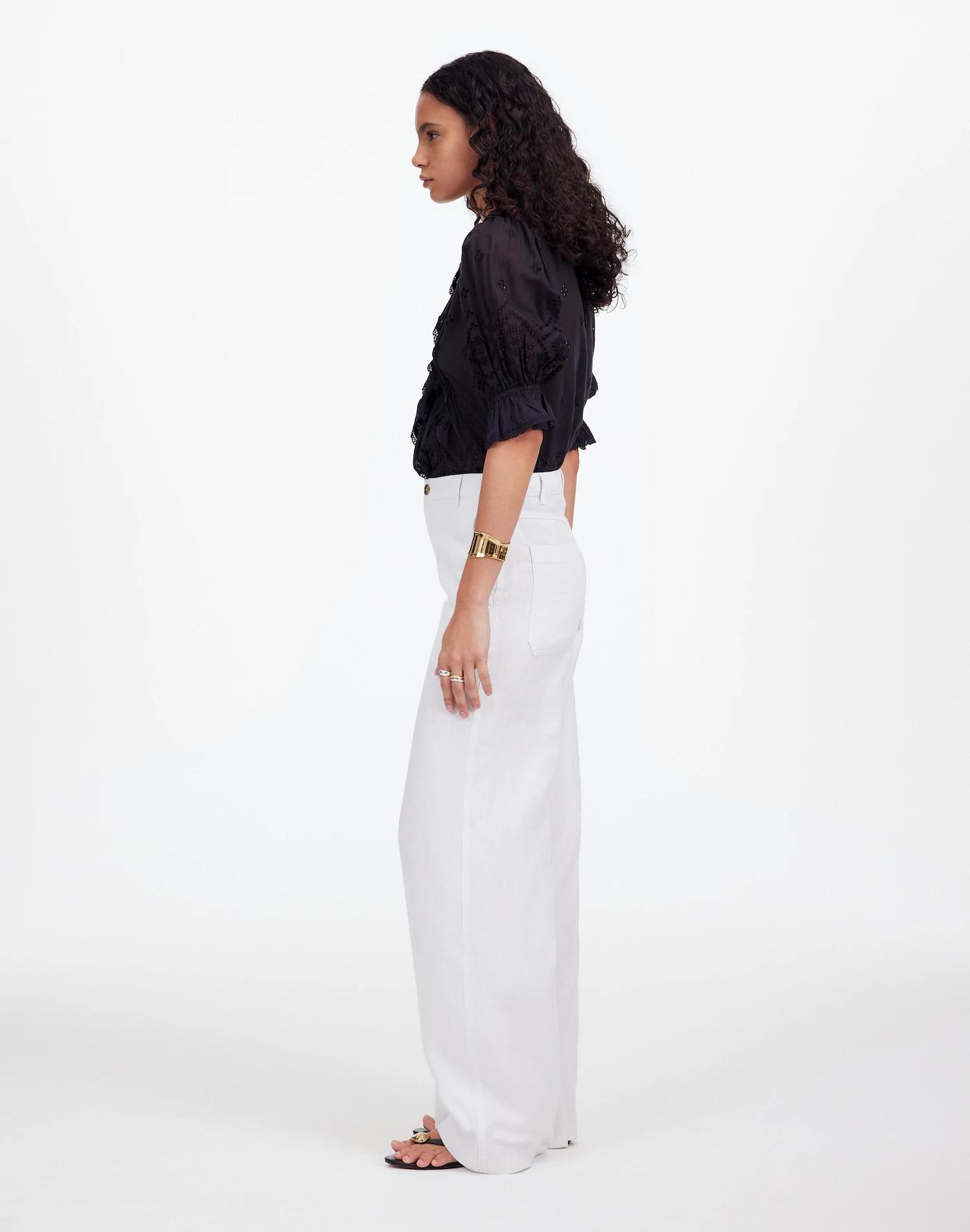 The Zoe Relaxed Wide Pant in 100% Linen Product Image