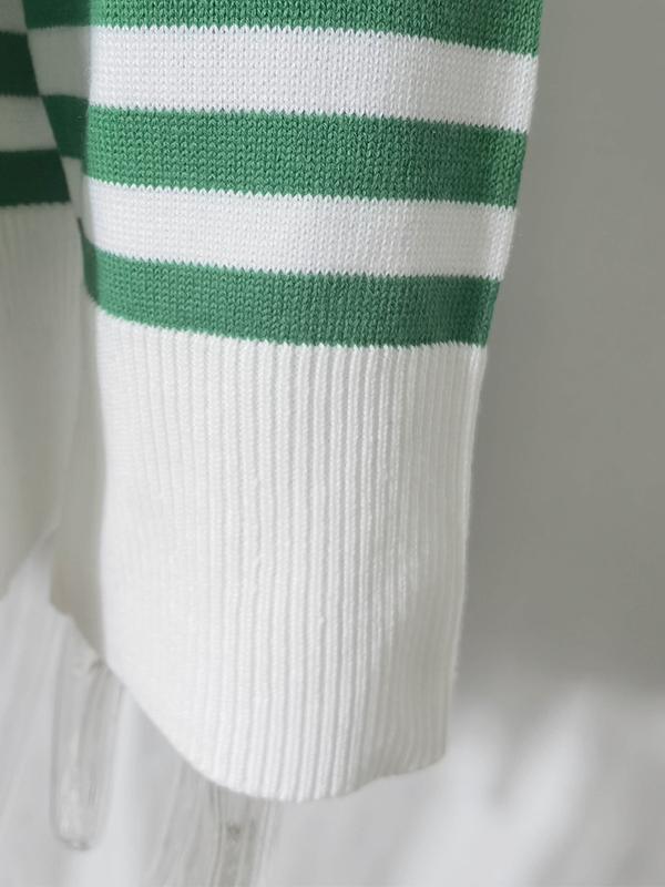 Stripe Drop Shoulder Slit Loose Sweater Product Image