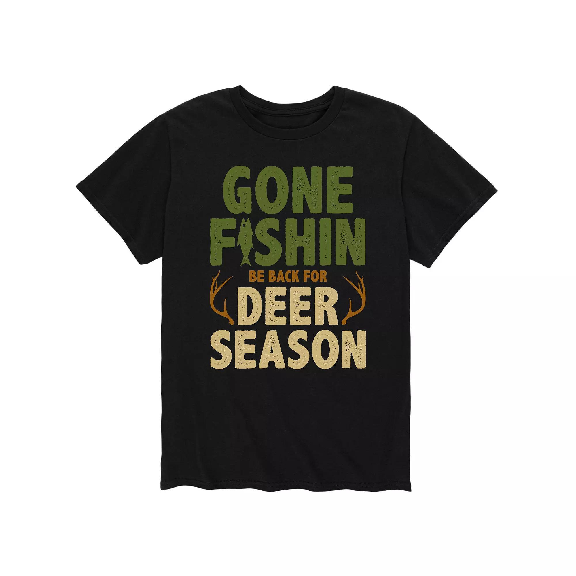 Men's "Gone Fishin Be Back For Deer Season" Tee, Size: XL, Blue Product Image