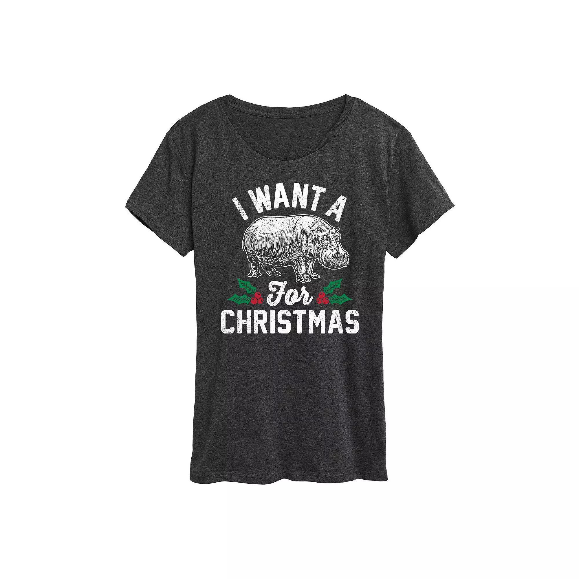 Women's I Want A Hippopotamus Graphic Tee, Girl's,  Product Image