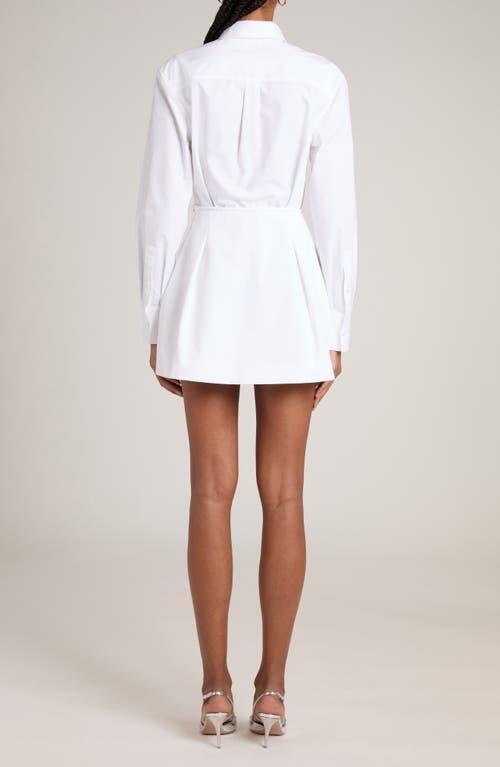 VALENTINO Bow-waist Long-sleeve Mini Shirtdress In White Product Image