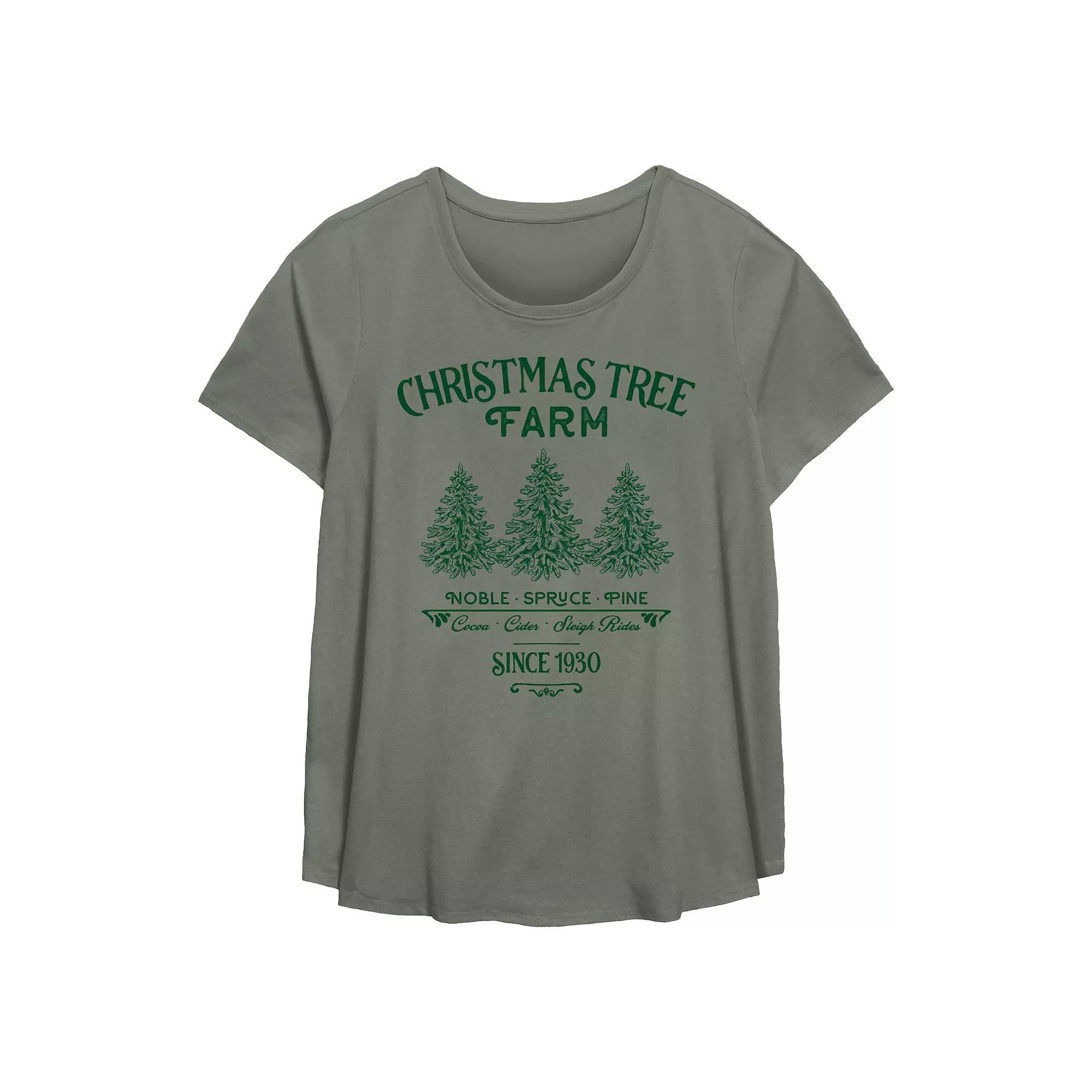 Plus Size Christmas Tree Farm Since 1930 Flowy Graphic Tee, Women's, Size: 3XL, Green Product Image