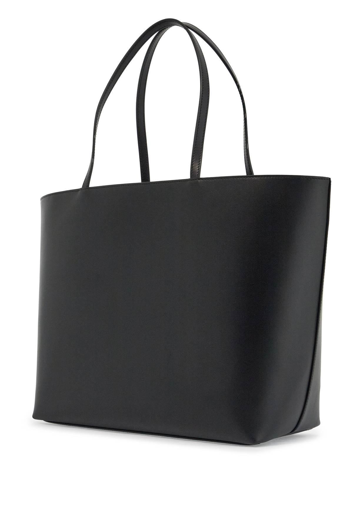 DOLCE & GABBANA Black Calfskin Shopping Bag With Embossed Logo In Nero (black) Product Image