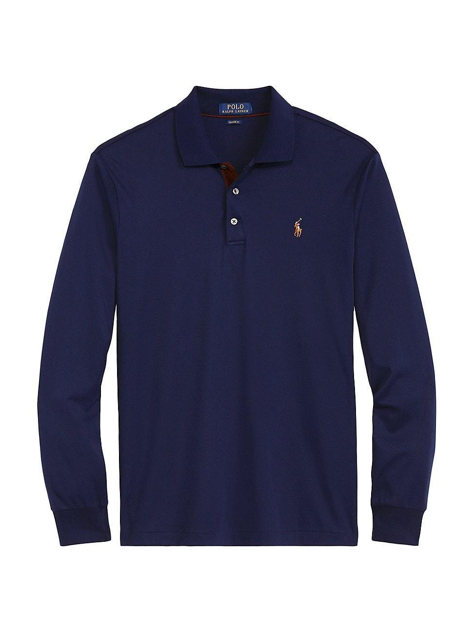 Polo Ralph Lauren Long Sleeve Polo Shirt Marl Heather) Men's Clothing Product Image