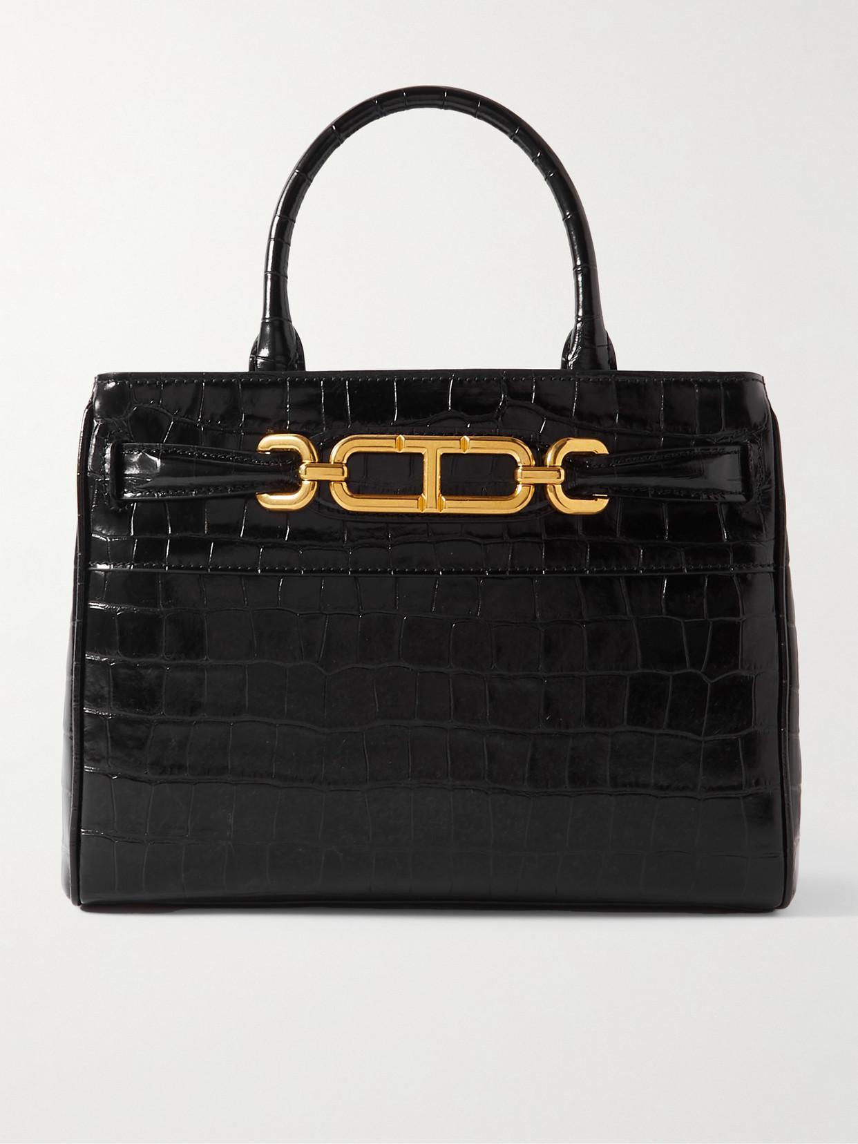 TOM FORD Whitney Small Croc-effect Leather Tote In Black Product Image