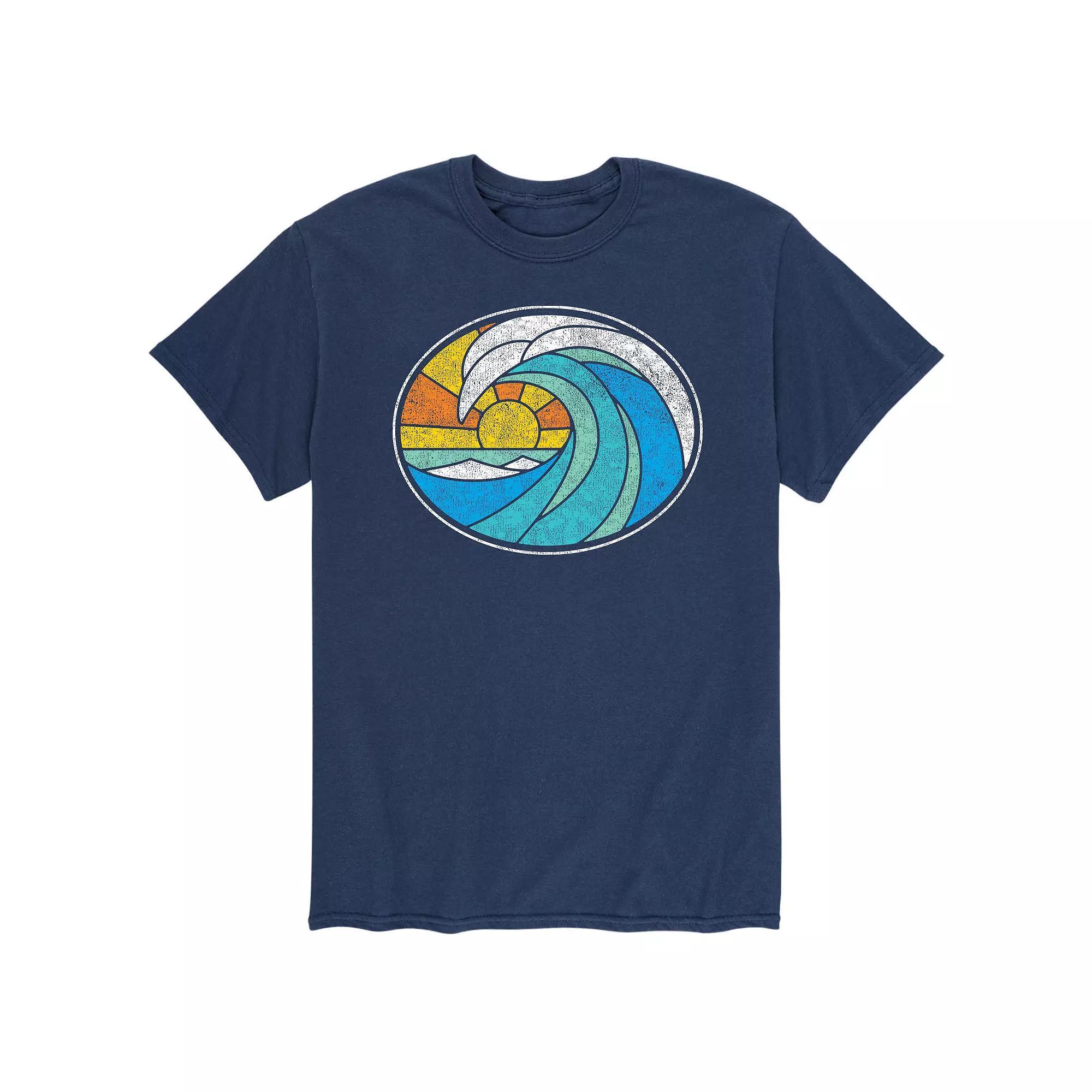 Men's Wave Stained Glass Tee, Size: Small, Blue Product Image