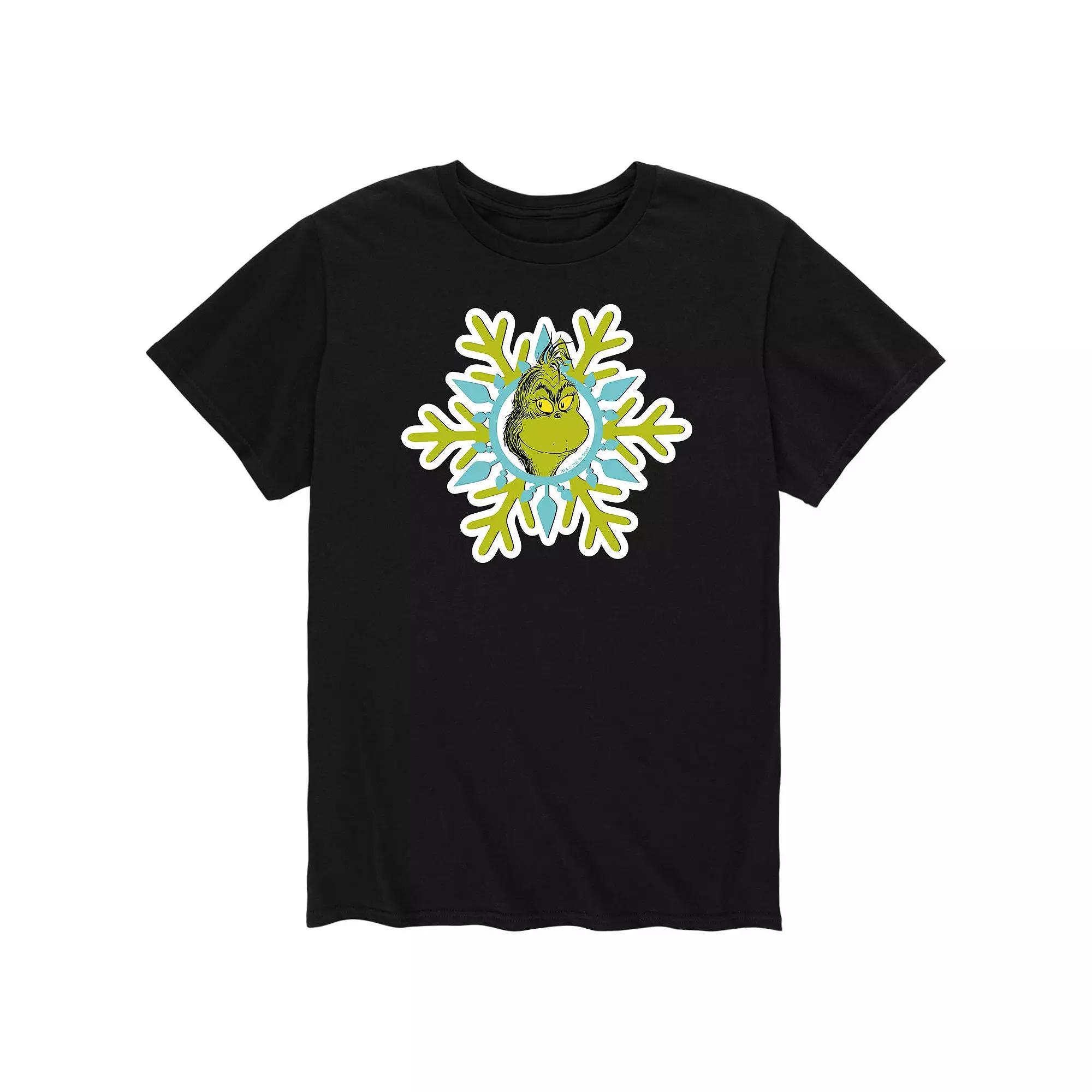 Men's Dr. Seuss The Grinch Face Snowflake Tee,  Product Image