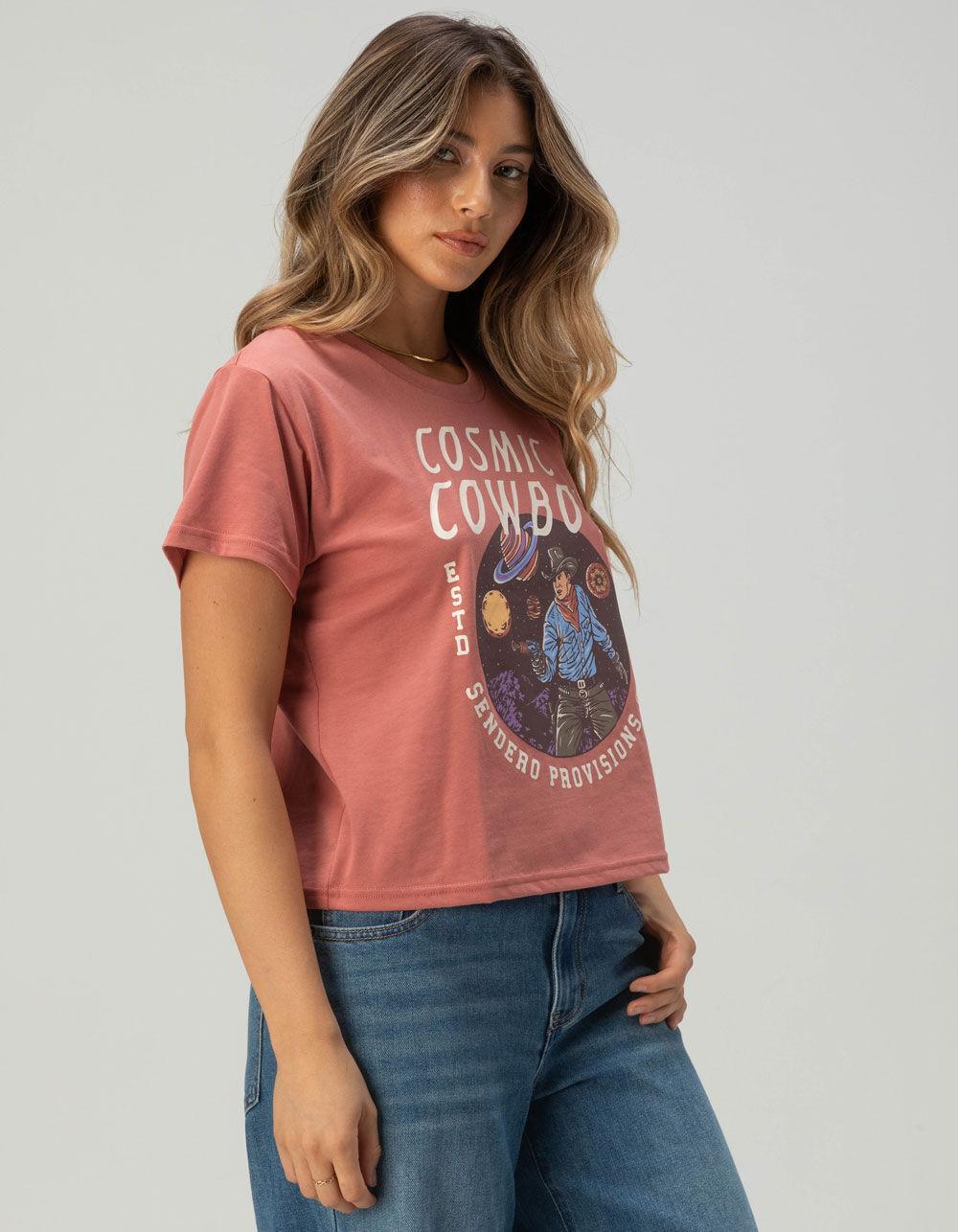 SENDERO PROVISIONS CO. Cosmic Cowboy Womens Crop Tee - SUNBAKED Product Image