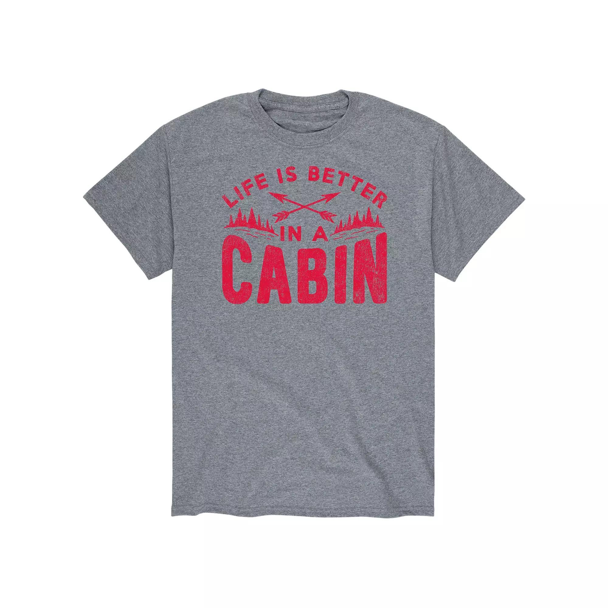 Men's Life Is Better In A Cabin Tee, Size: Large, Athletic Grey Product Image