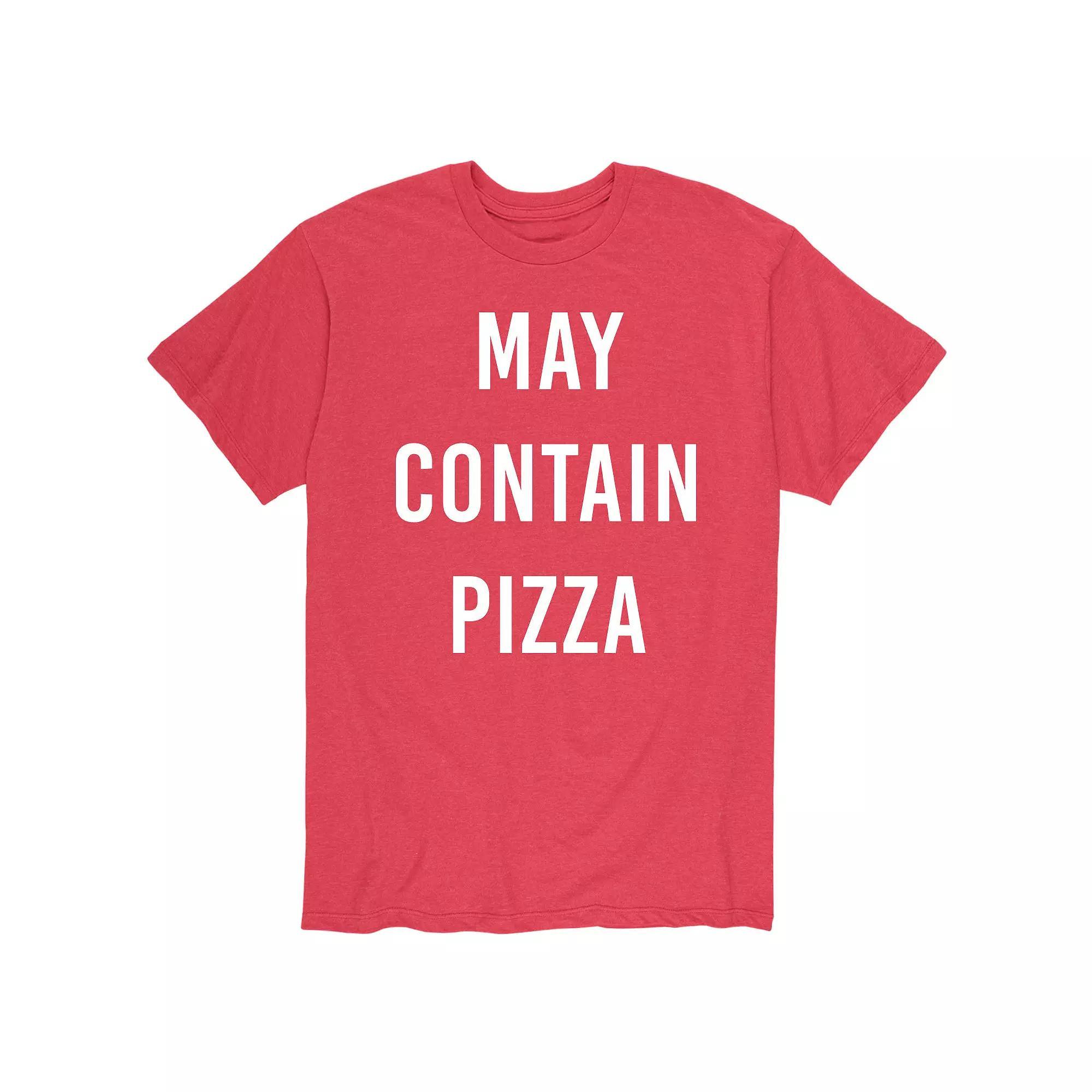 Men's May Contain Pizza Tee, Size: Large, Red Product Image