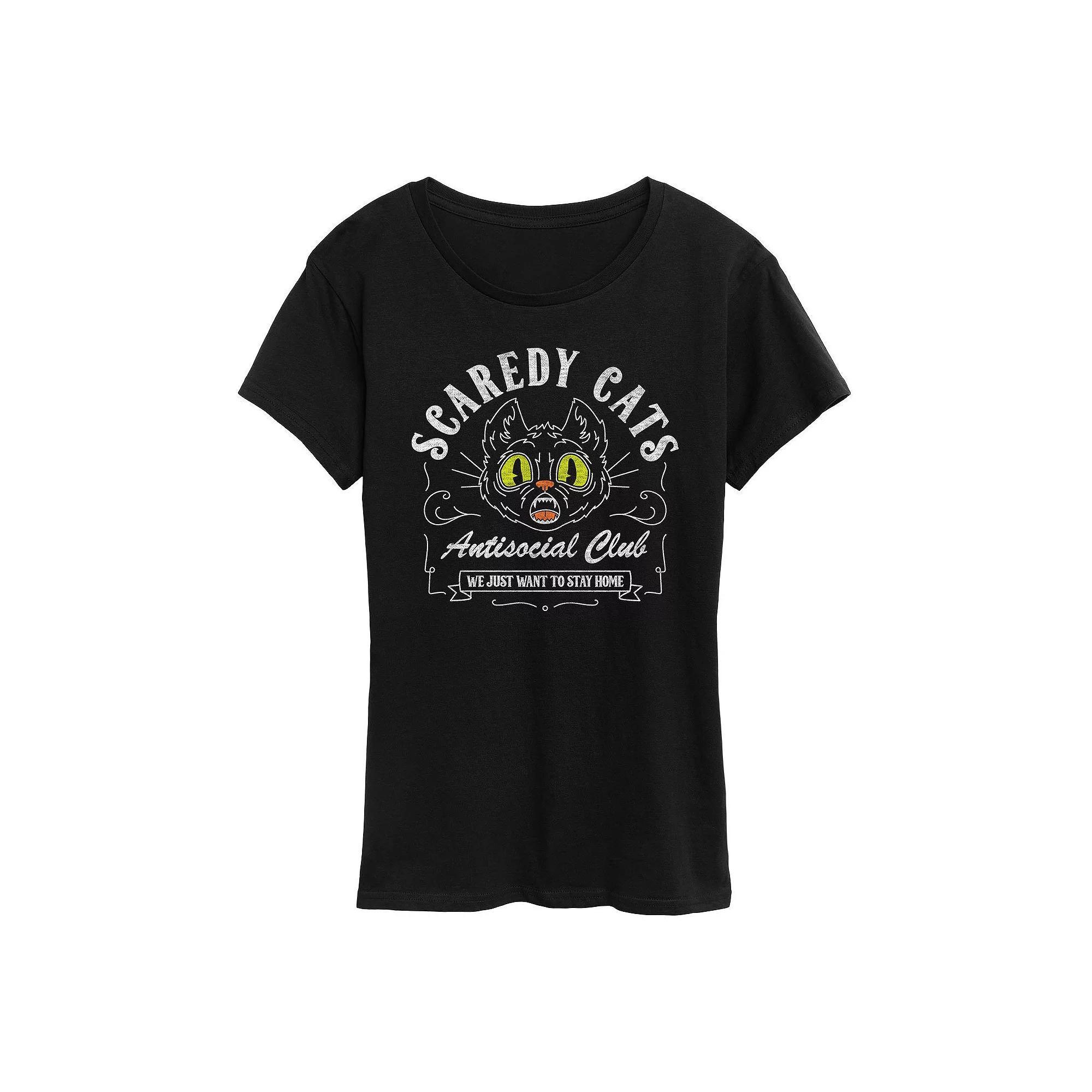 Women's Scaredy Cats Halloween Tee, Girl's, Size: XXL, Black Product Image