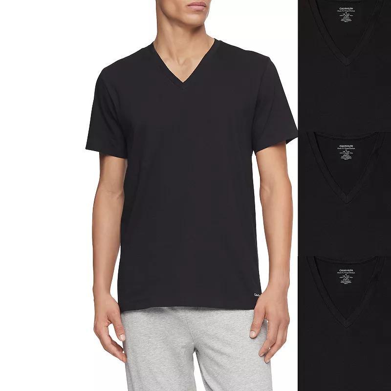 Men's Calvin Klein Classics 3-pack V-neck Tee, Size: Small, Black Product Image