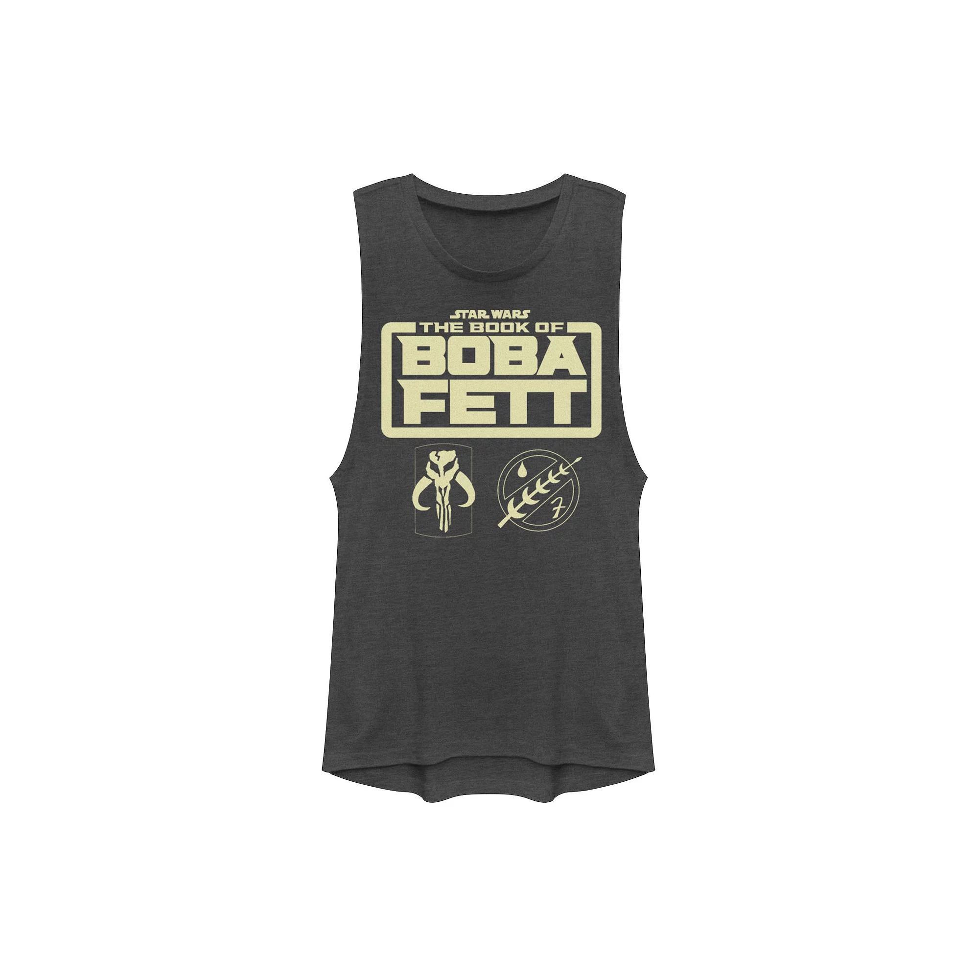 Juniors' Star Wars: The Book Of Boba Fett Icon Logo Muscle Graphic Tank Top, Girl's, Size: XL, Grey Product Image