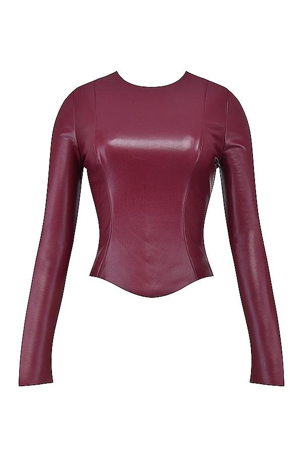 Mylah  wine vegan leather top Product Image