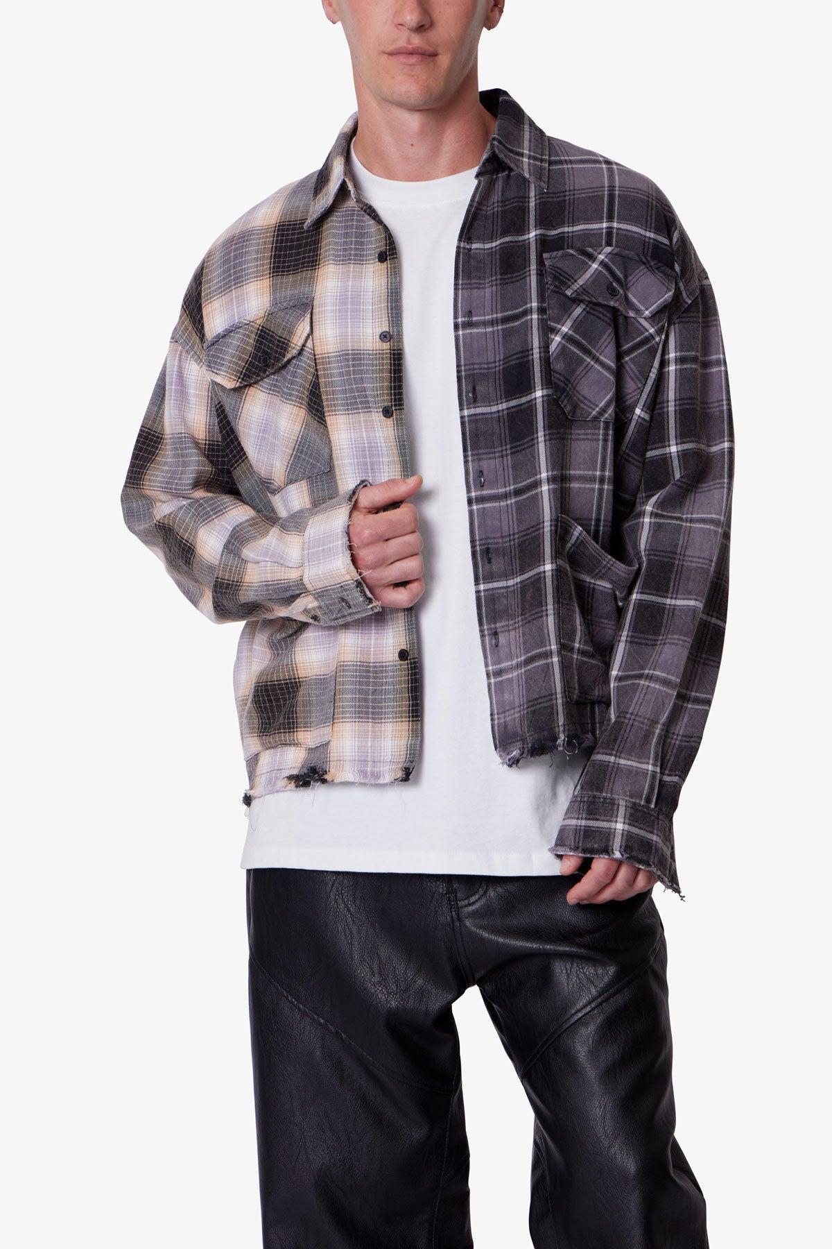 Mixed Flannel Shirt - Olive/Brown Product Image