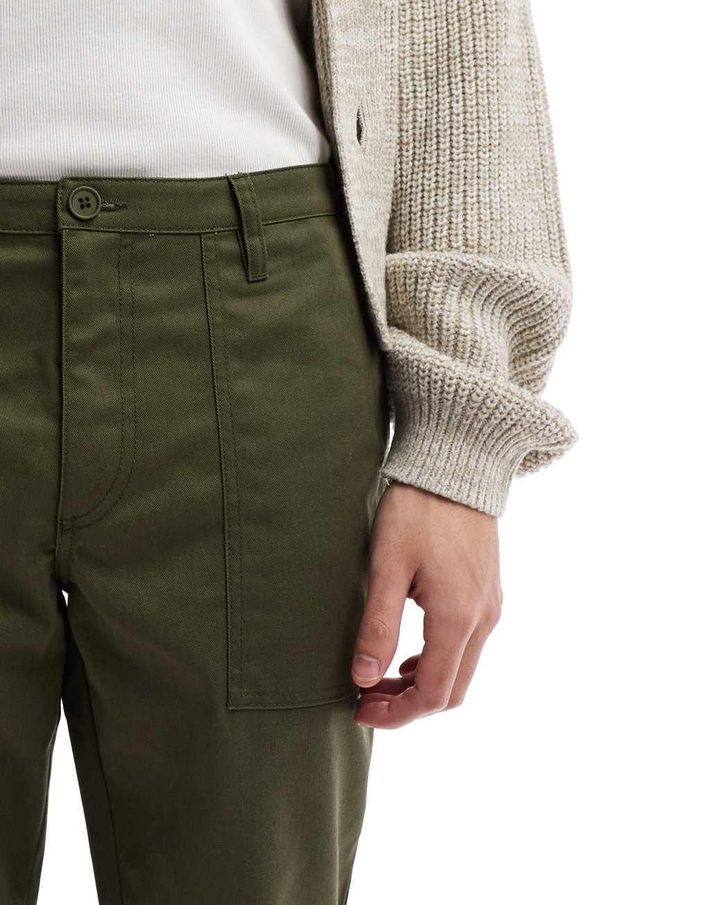 ASOS DESIGN tapered pants in green Product Image