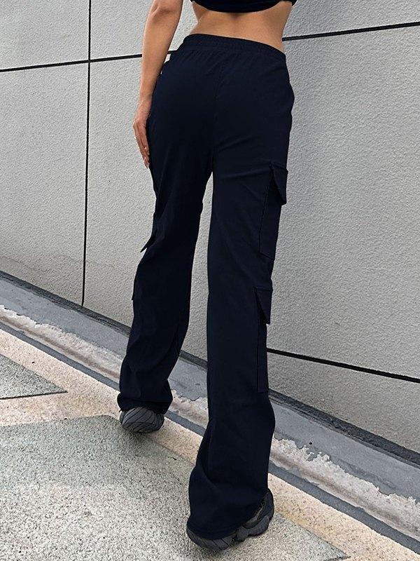 Drawstring Pocket Straight Cargo Pants Product Image