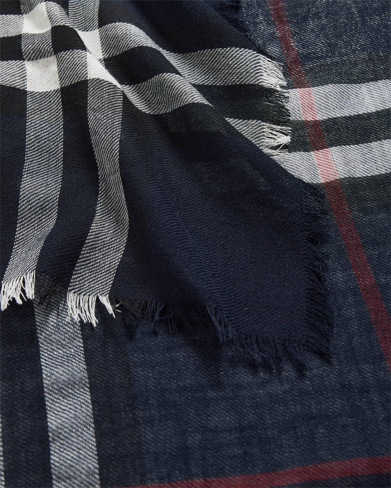 Womens Check Wool Scarf Product Image