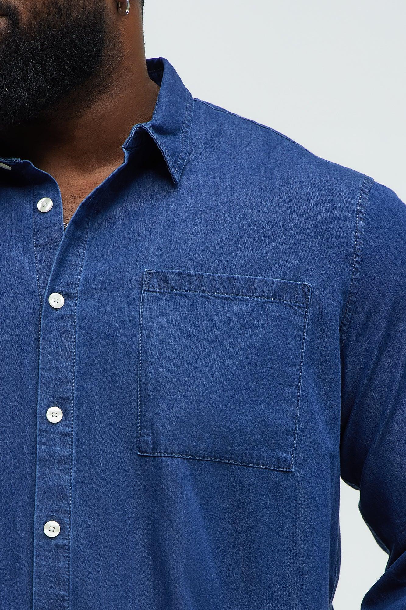 Chambray Long Sleeve Shirt - Dark Wash Product Image