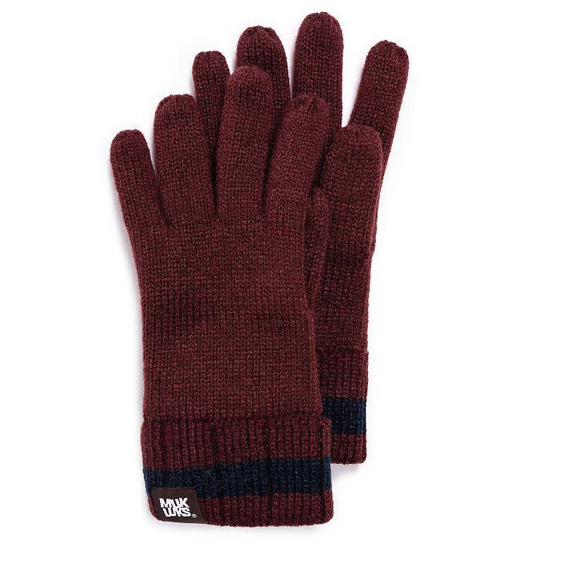 Mens MUK LUKS Ribbed Gloves, Red Navy Product Image