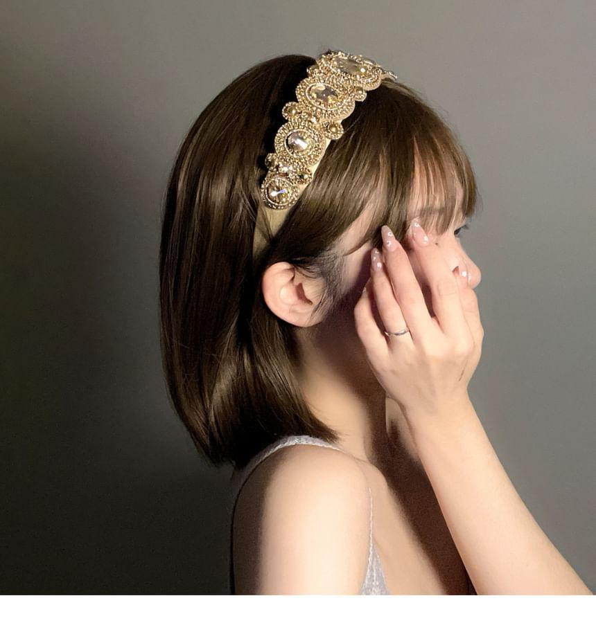 Rhinestone Faux Pearl Headband Product Image