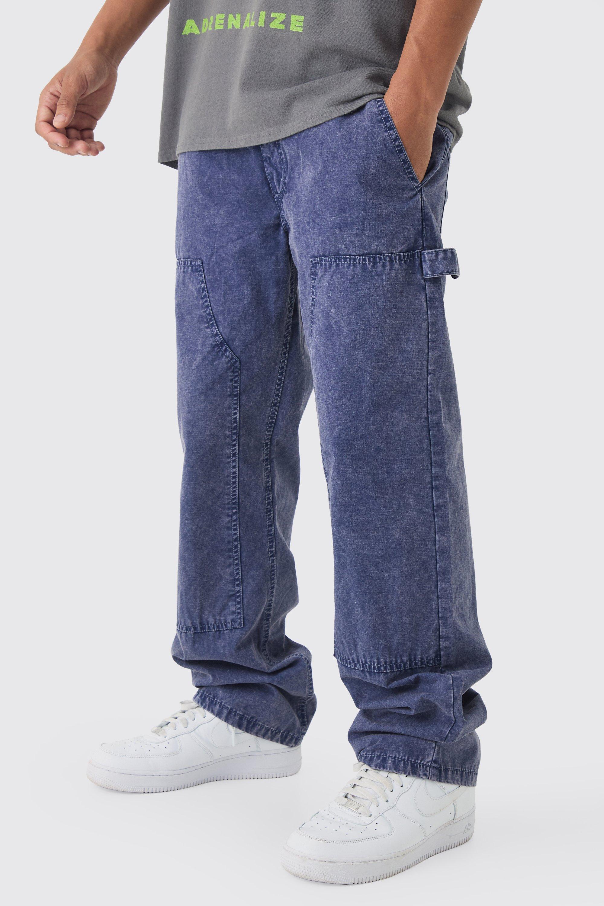 Fixed Waist Relaxed Oil Wash Carpenter Pants | boohooMAN USA Product Image