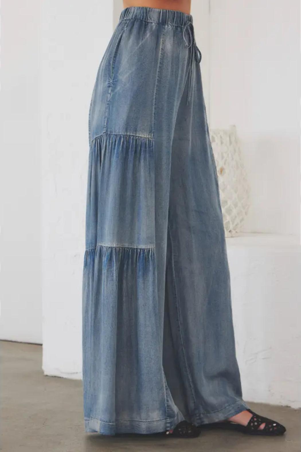 Lizzie Washed Denim Pants Product Image