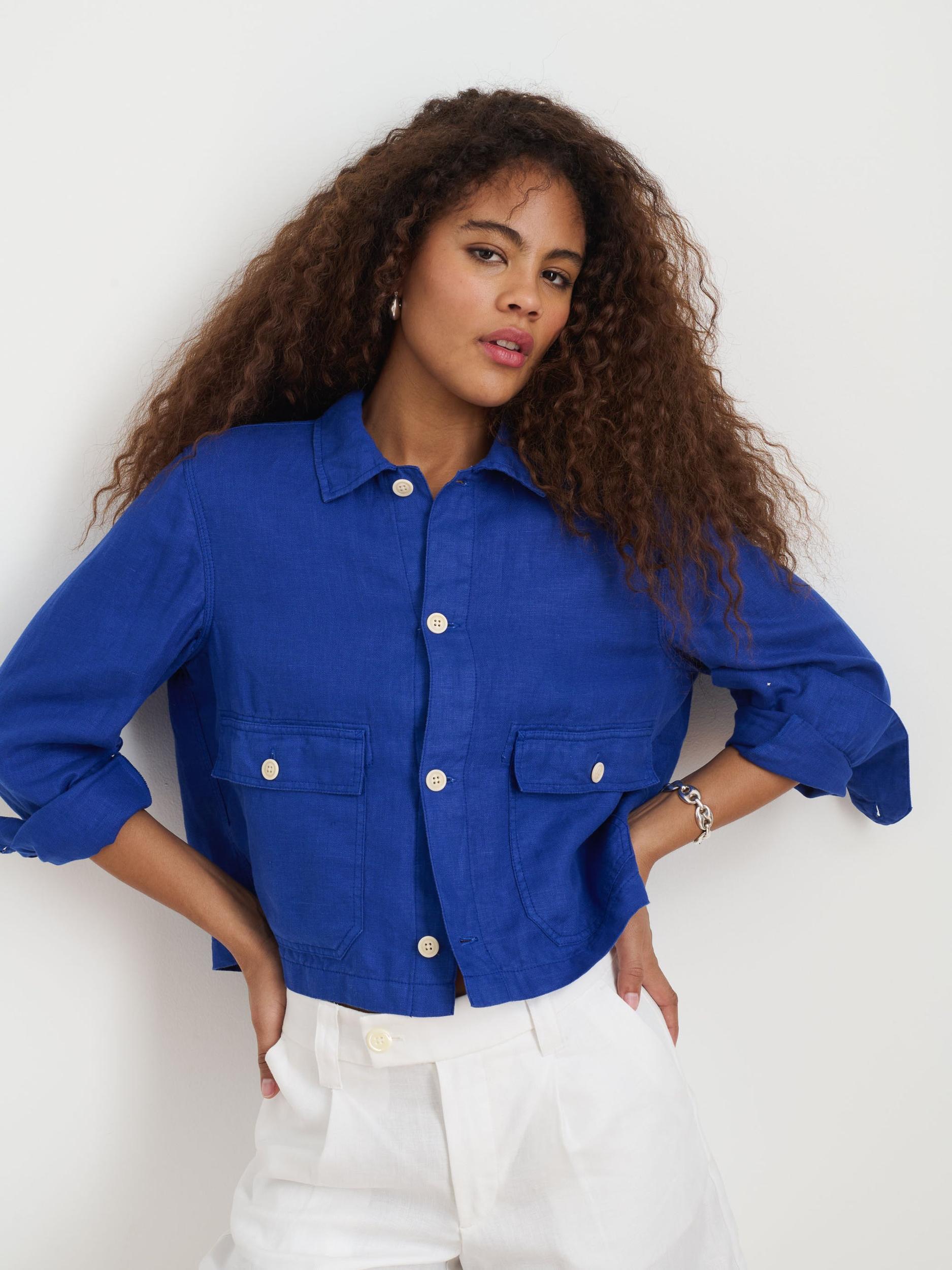 Cropped Work Jacket In Linen Product Image