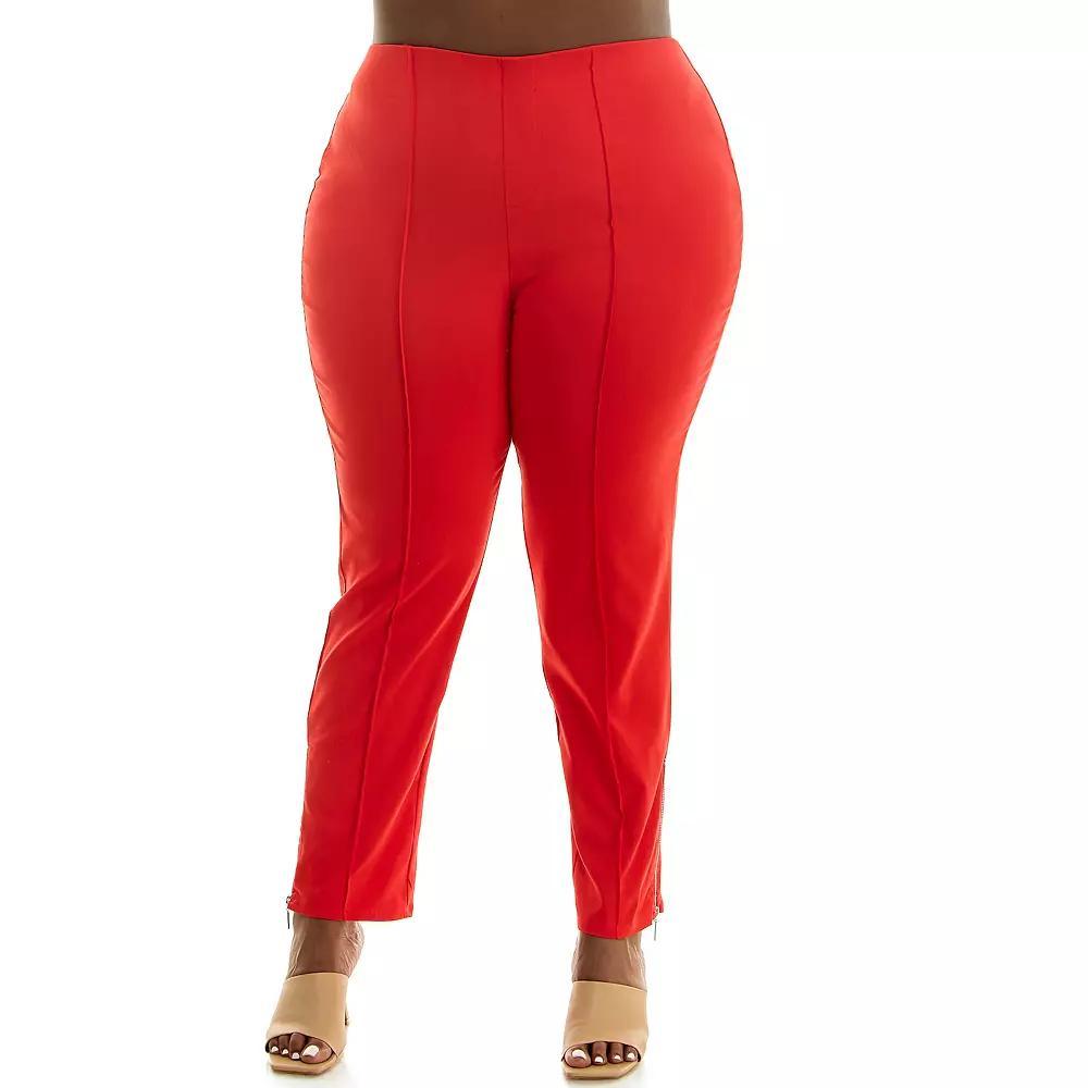 Plus Size Nina Leonard Elastic Ankle Pants, Women's, Size: 1XL, Candy Apple Product Image