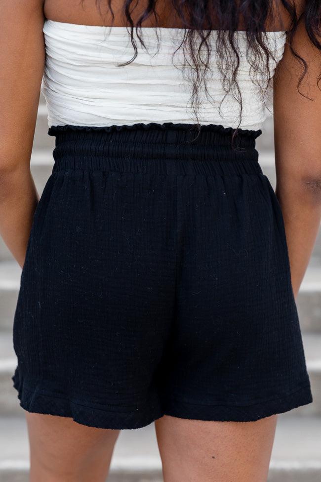 Ready For A Change Black Gauze Drawstring Shorts FINAL SALE Product Image