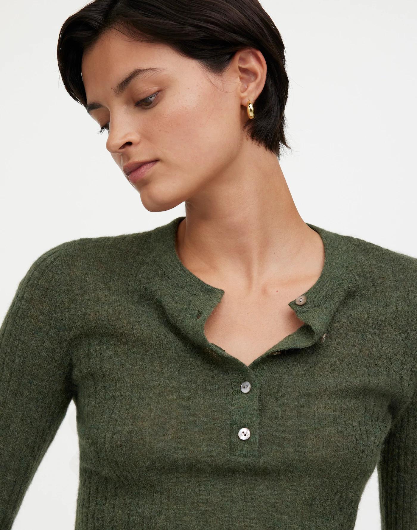 Alpaca-Blend Henley Sweater Product Image