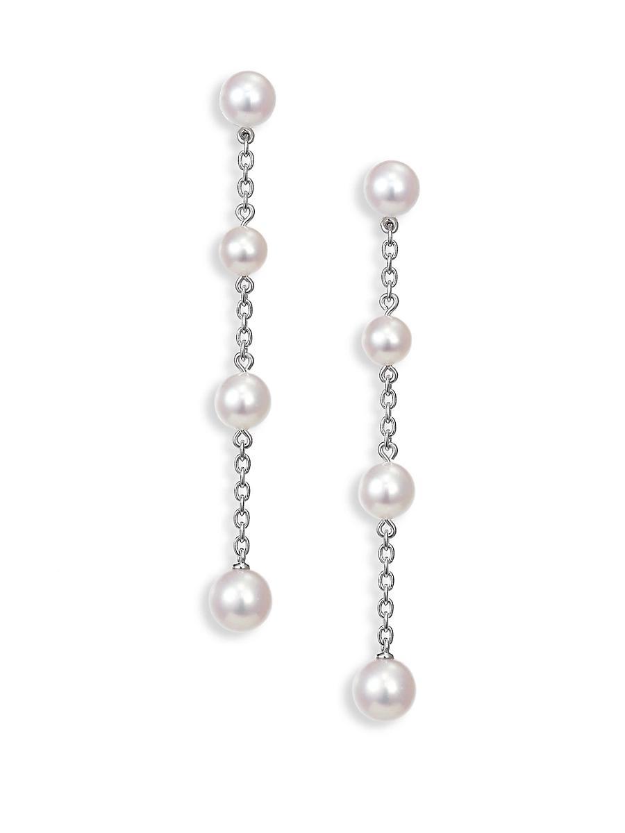 Womens Akoya Pearl & Chain Drop Earrings Product Image