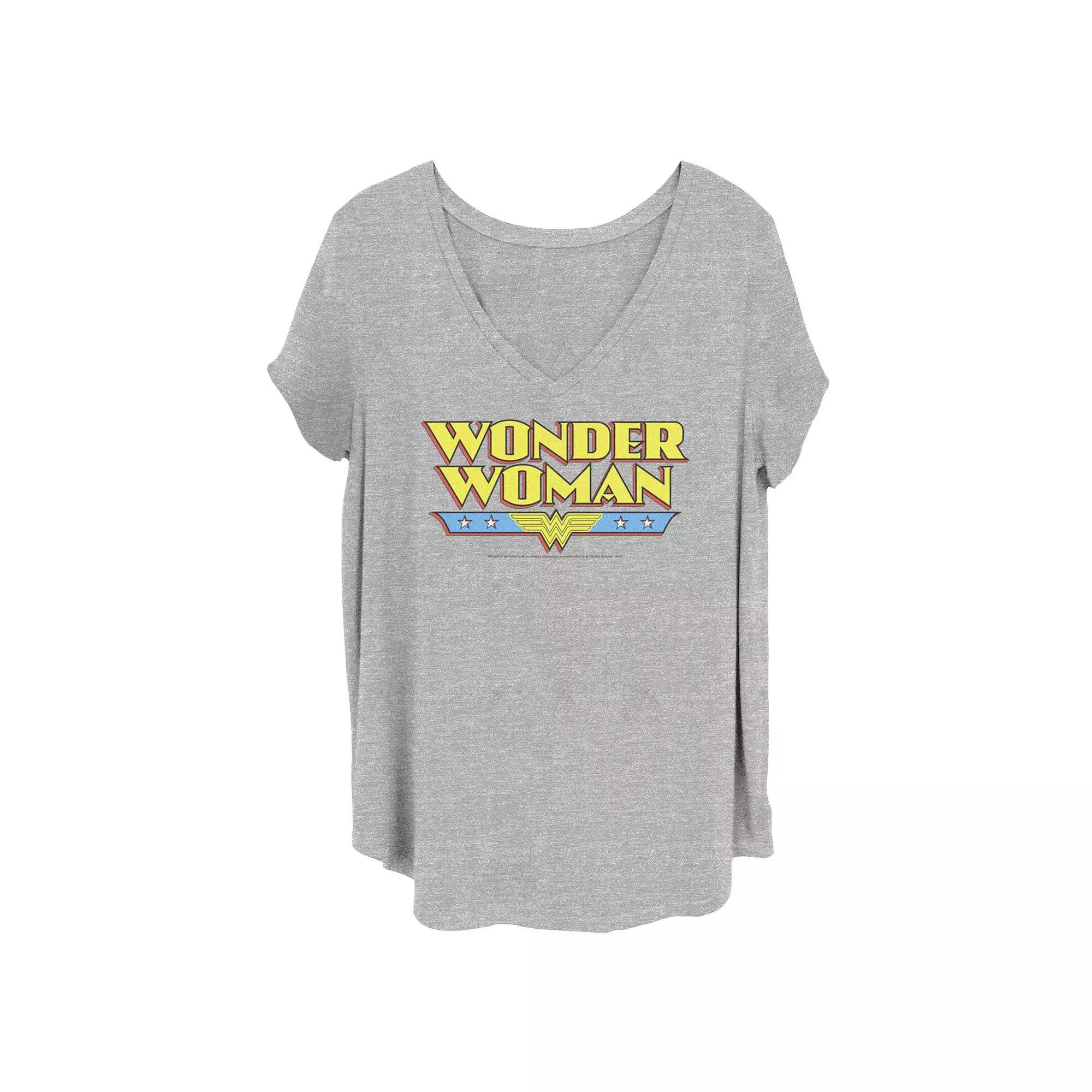 Juniors' Plus Size Wonder Woman Logo Tee, Girl's, Size: 1XL, Grey Gray Product Image