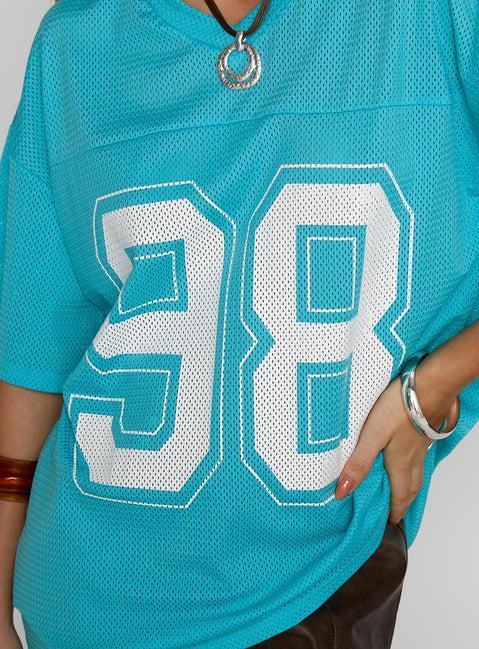 98 Sports Oversized Graphic Tee Blue Product Image