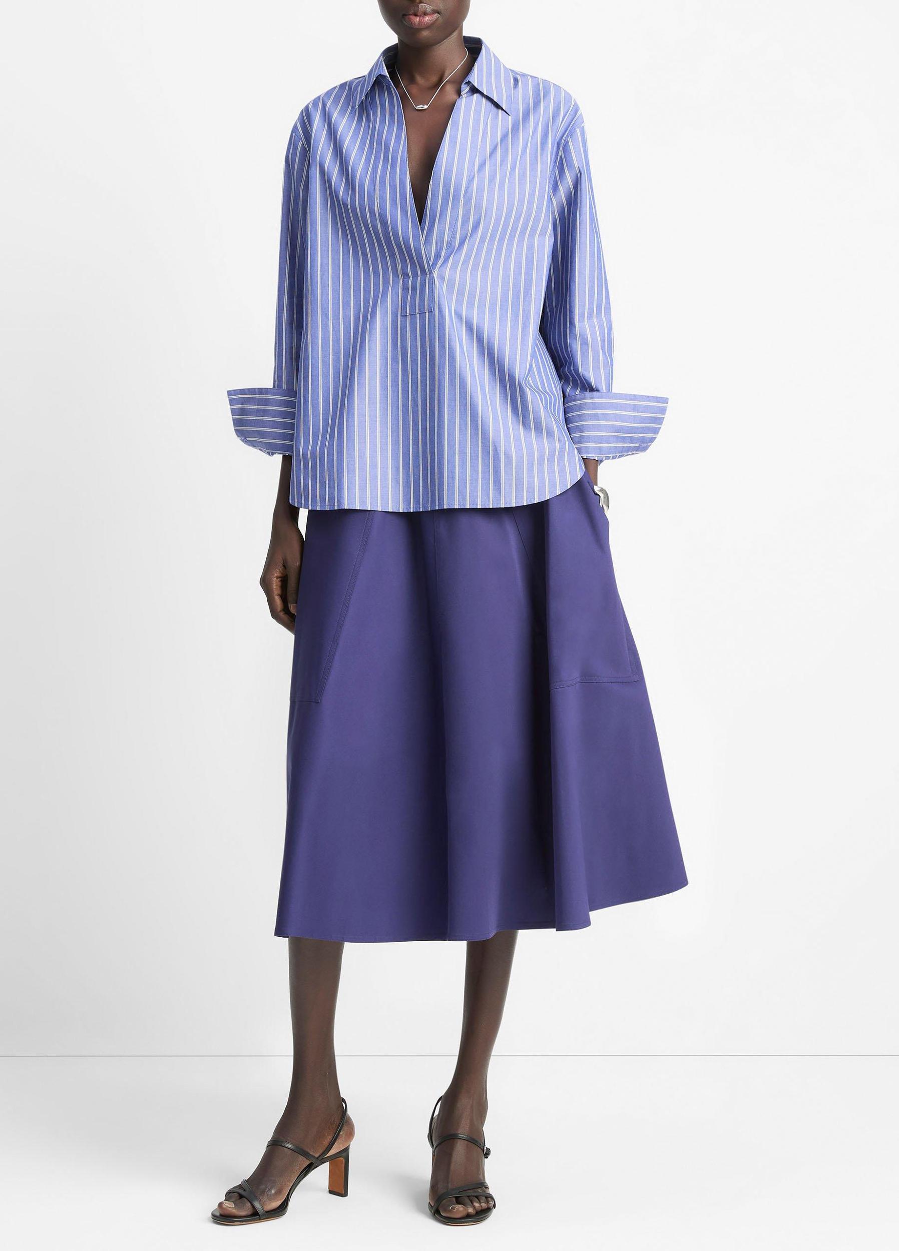 Striped Cotton Relaxed Popover Shirt Product Image