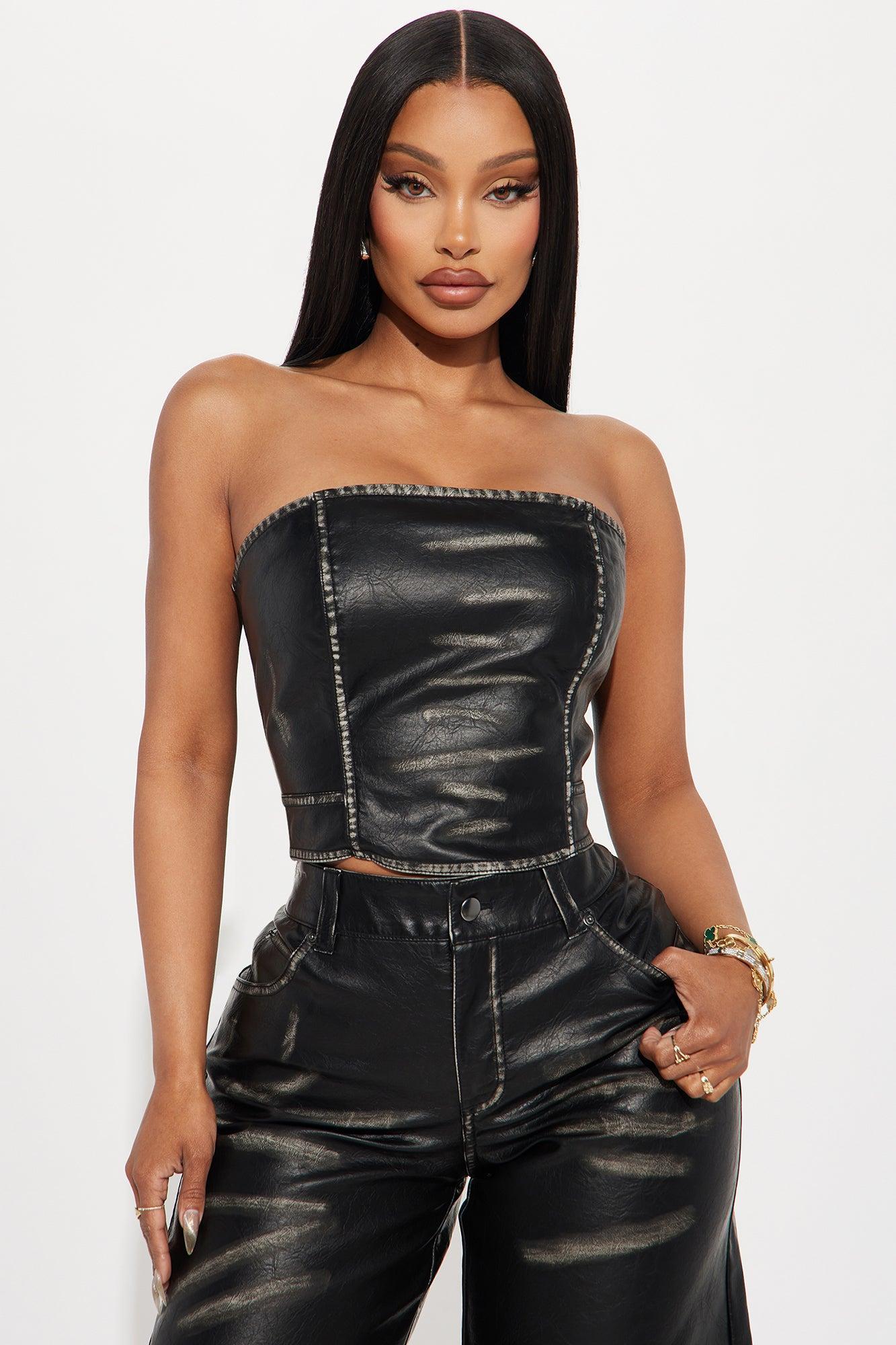 Thrill Faux Leather Short Set - Black Product Image