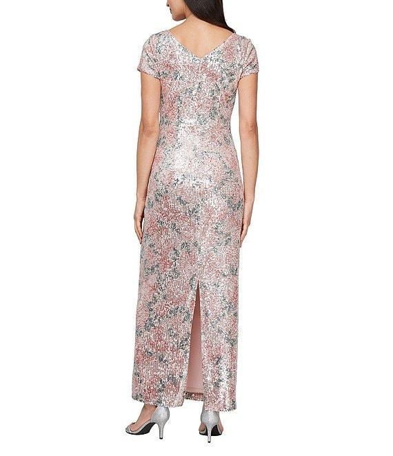 Alex Evenings Long Floral Print Sequin Gown Product Image