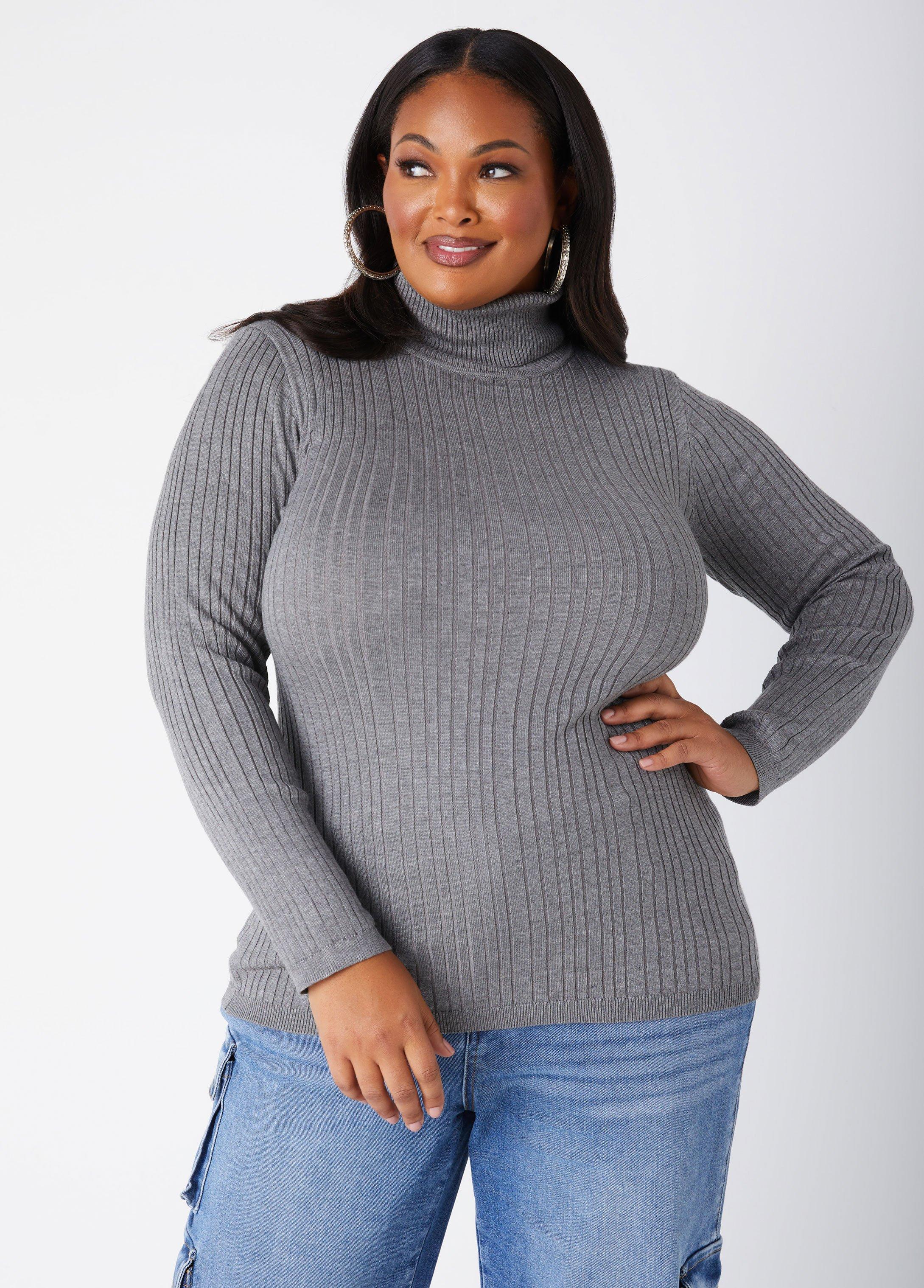 Ribbed Turtleneck Pullover Sweater Product Image