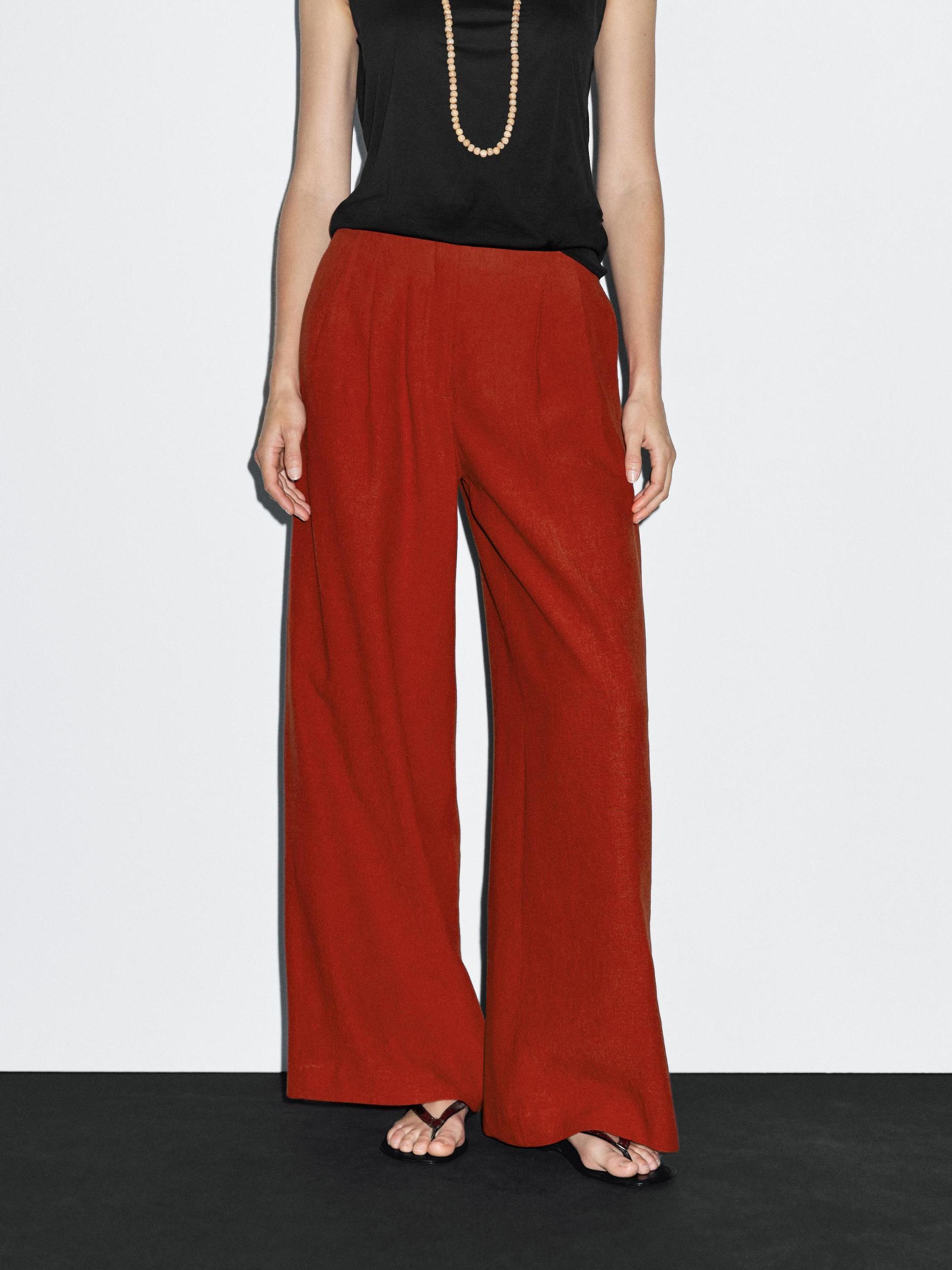 Straight-leg trousers with double dart detail Product Image